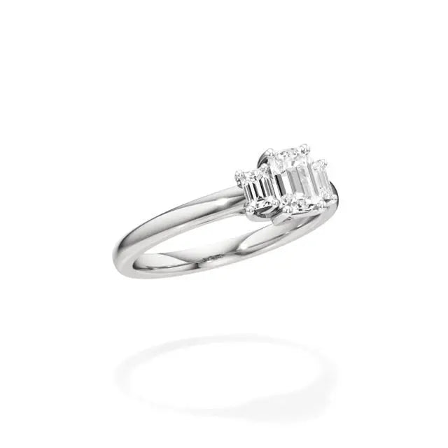 Aria | Emerald Lab-Grown Diamond Three-Stone Ring - Nivara
