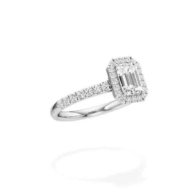 Mira | Emerald Lab-Grown Diamond Halo Ring - Nivara
