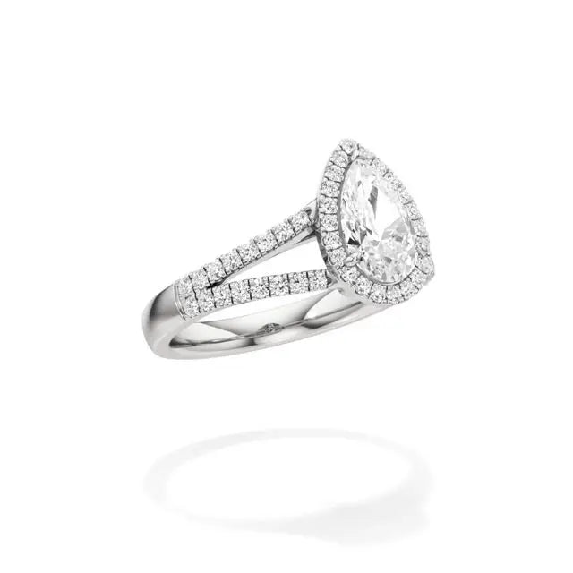 Mira | Pear Cut Solitaire with Halo - Nivara