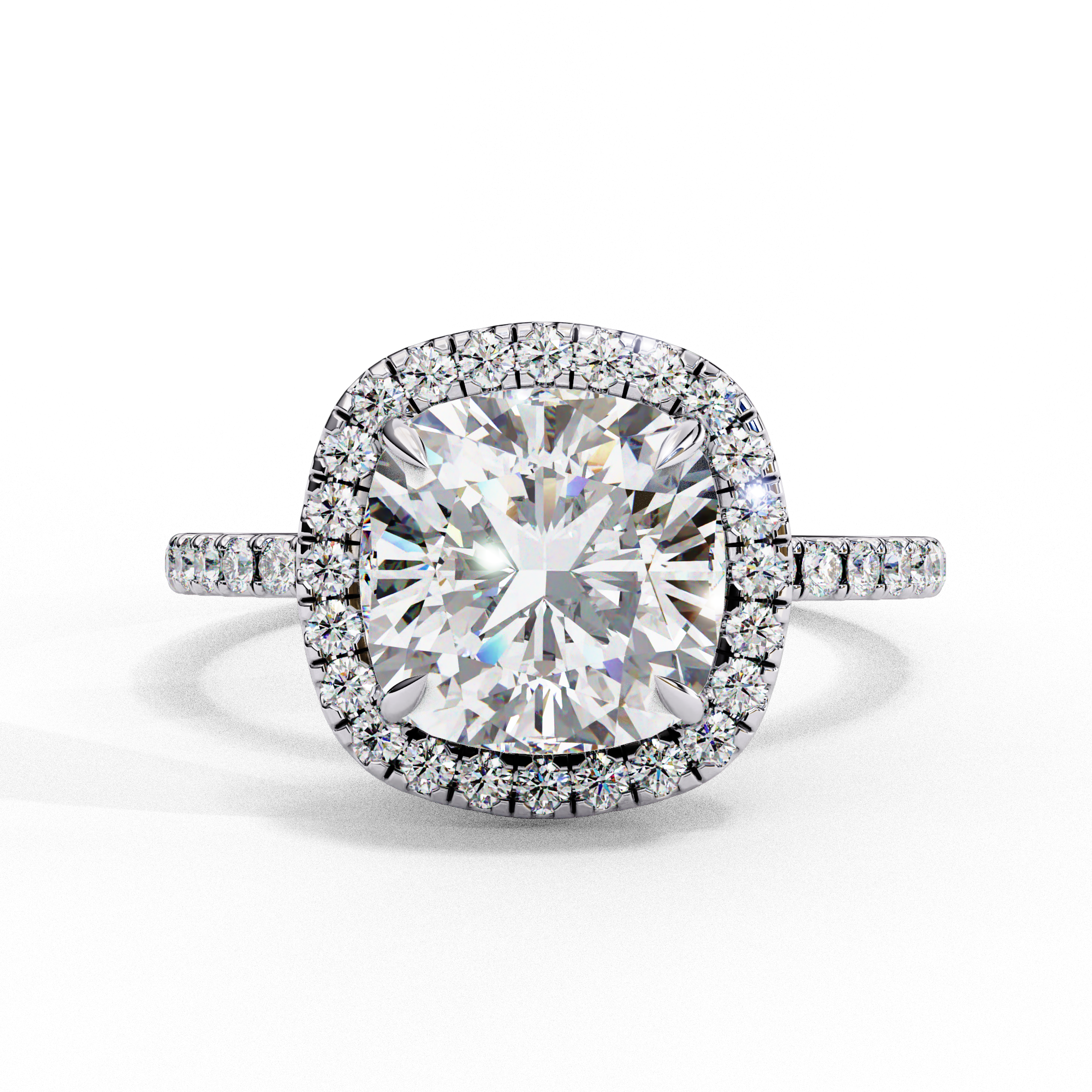 Mira| Cushion Square-Cut Solitaire Halo Ring