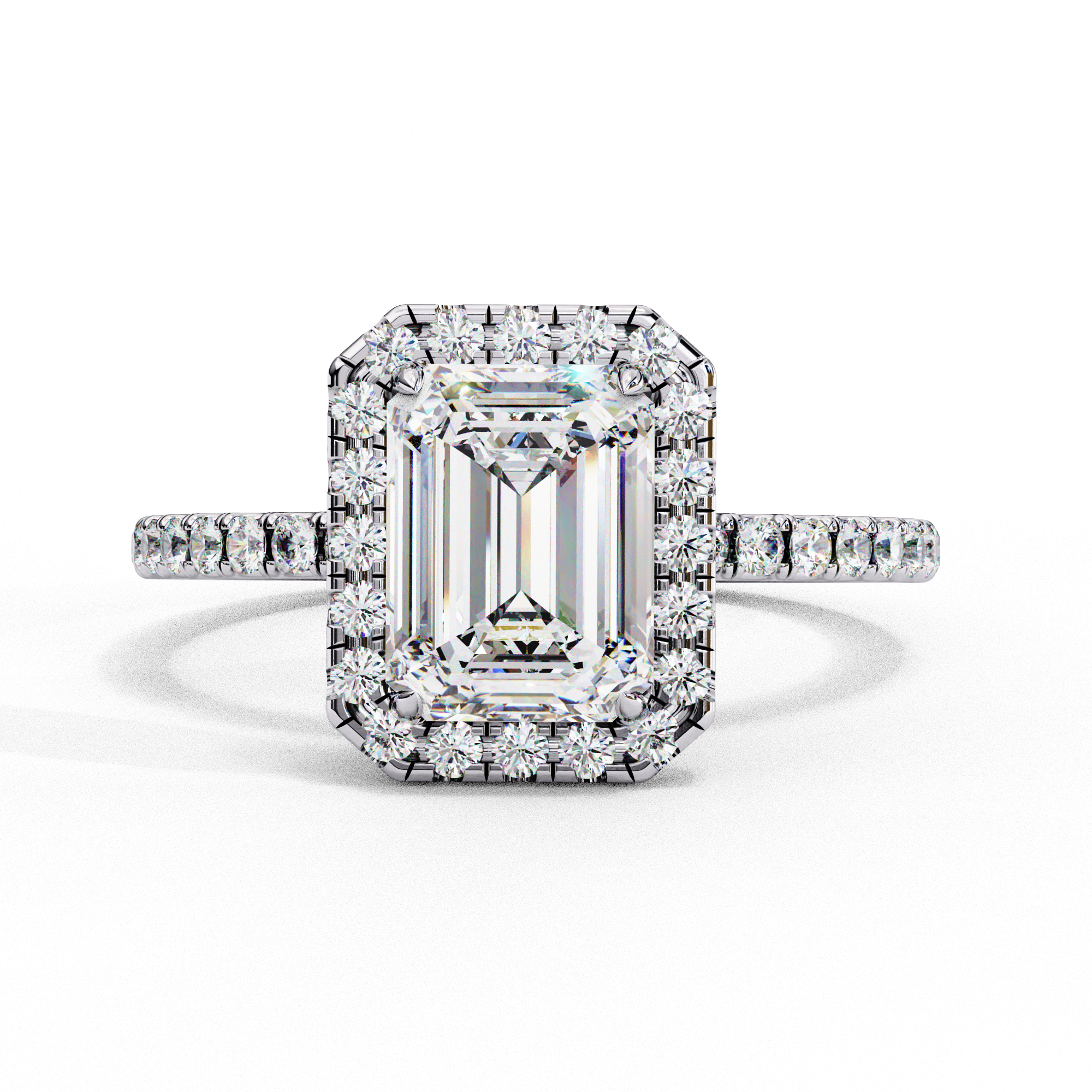 Mira | Emerald-Cut Diamond Halo Solitaire Ring
