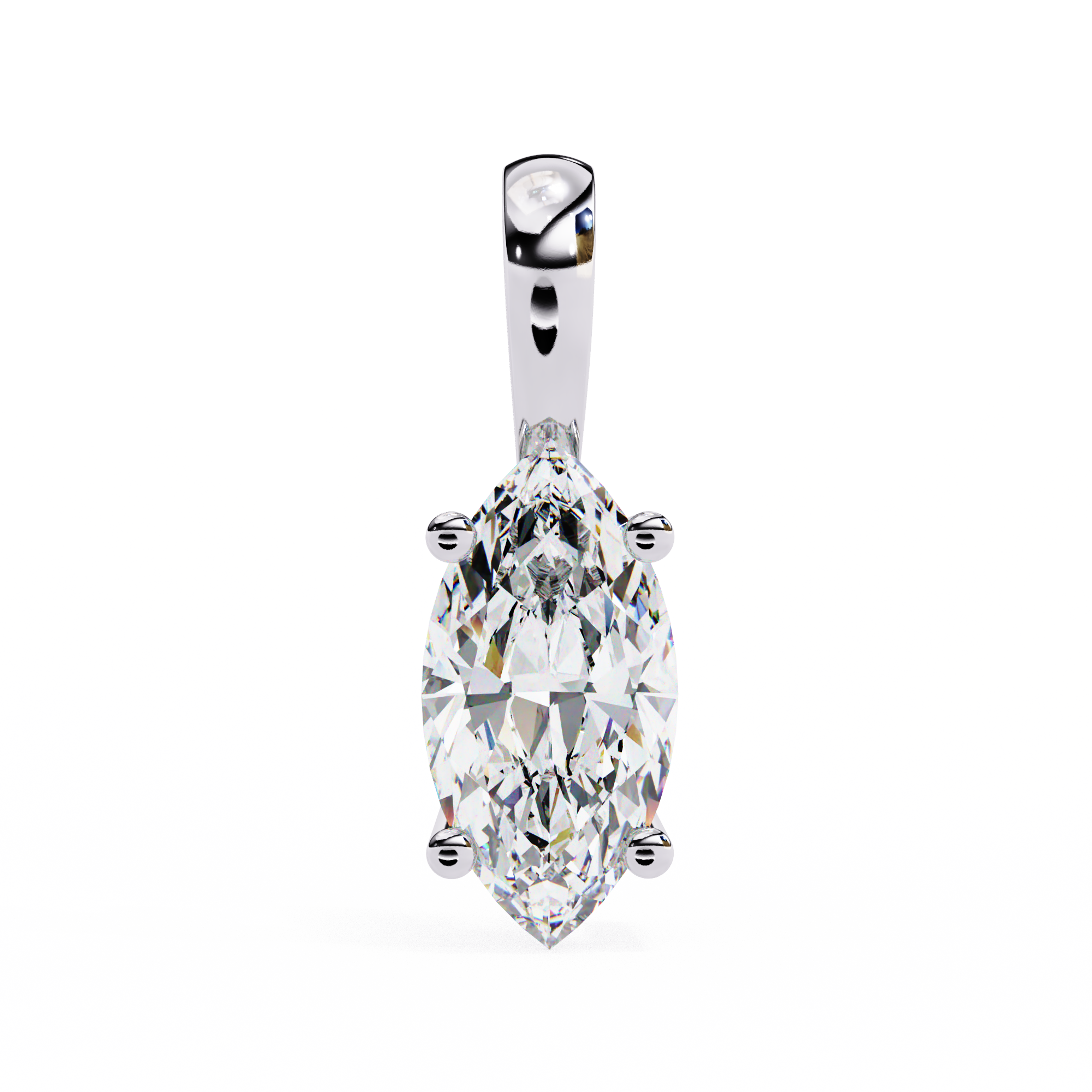 Thea | Graceful Marquise Diamond Solitaire Pendant with Classic Basket Setting