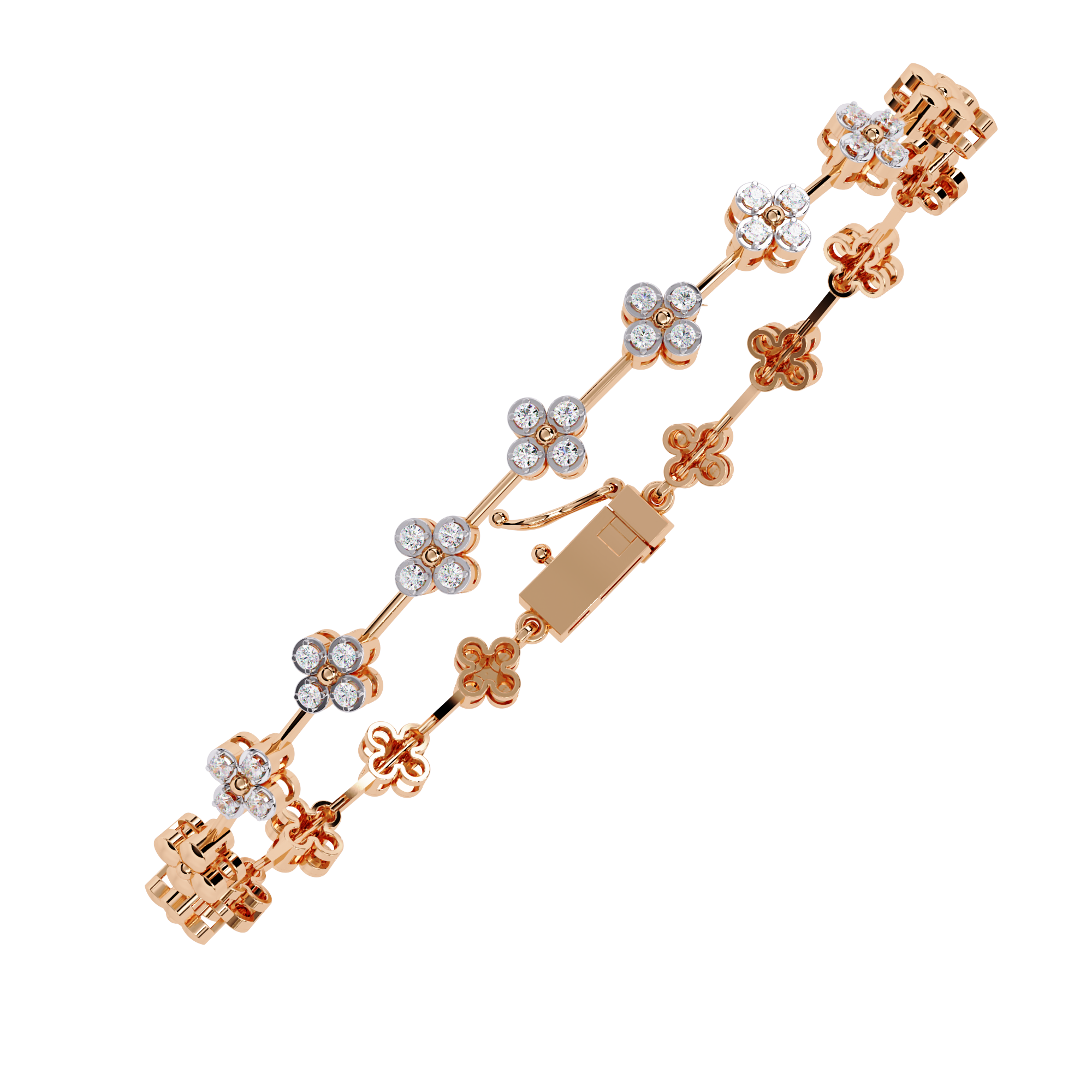 Flora | Round Lab Grown Diamond Tennis Bracelet with flower motif
