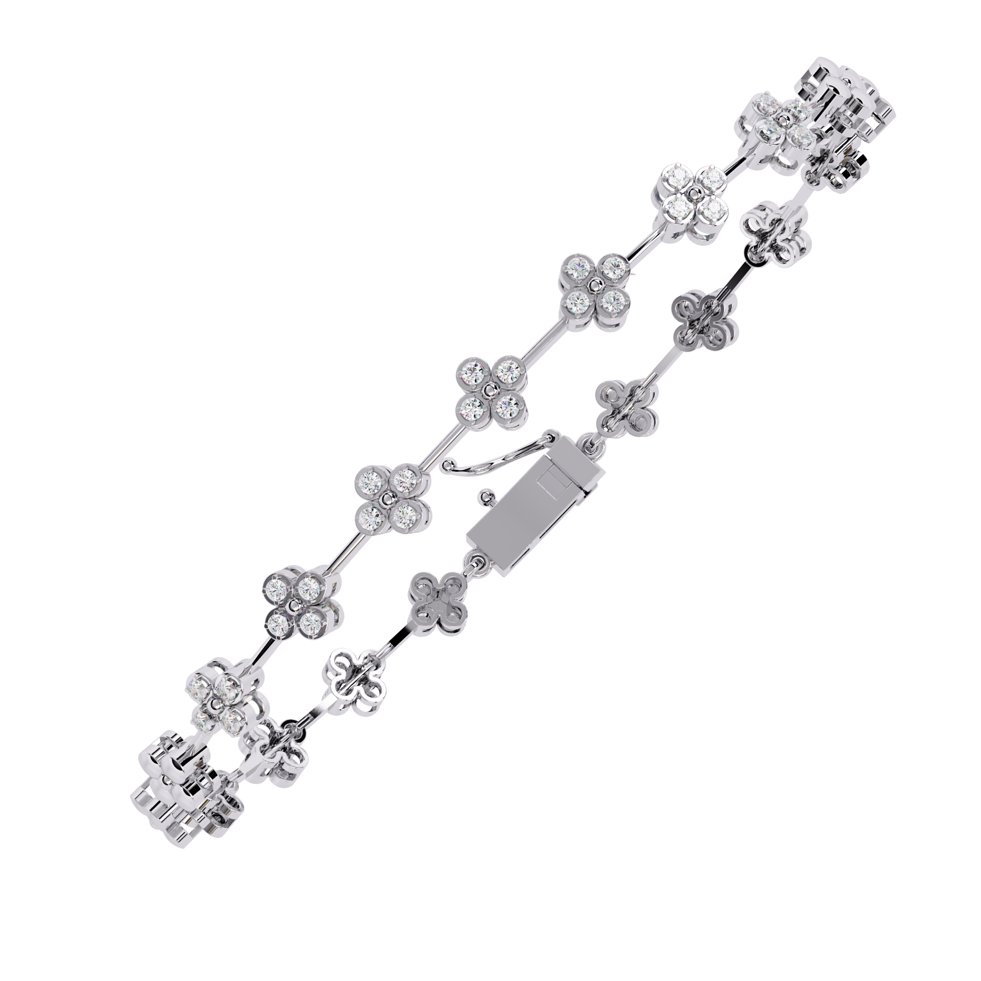 Flora | Round Lab Grown Diamond Tennis Bracelet with flower motif
