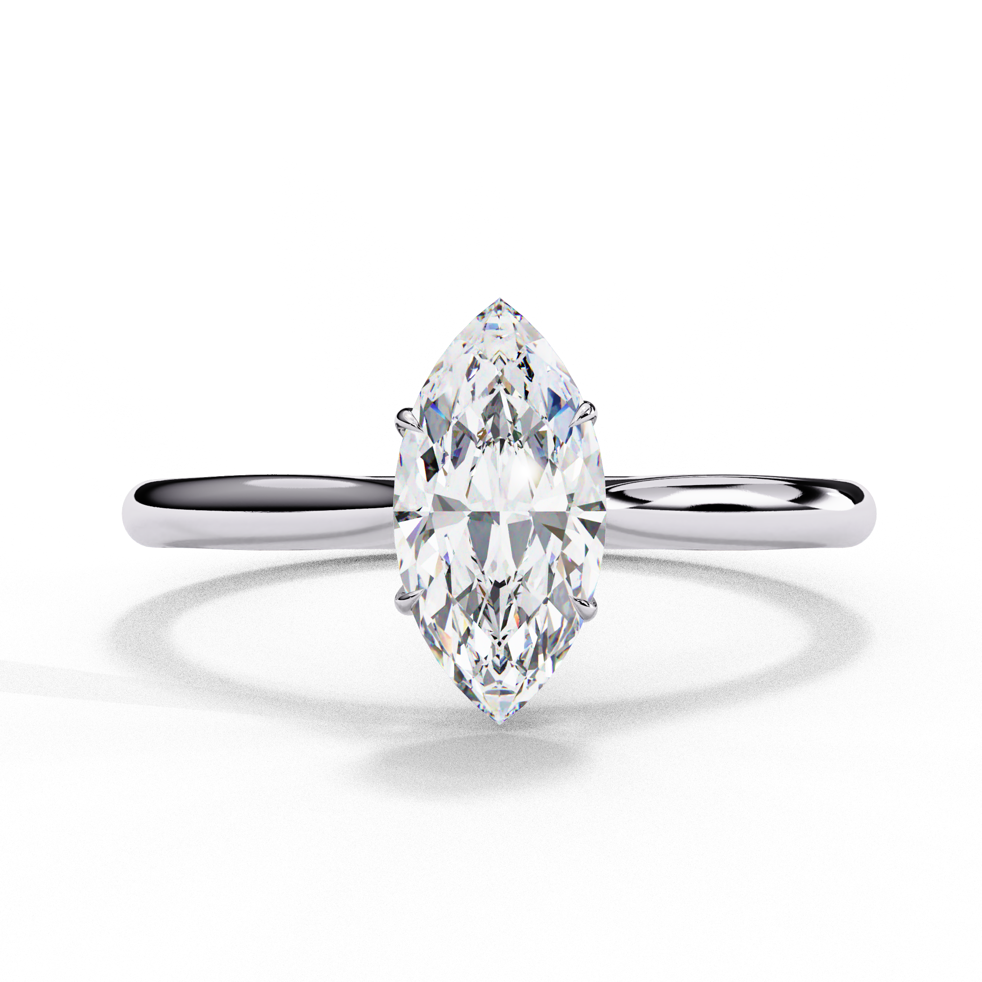 Amora | Marquise-Cut Diamond Ring with Sleek Plain Band