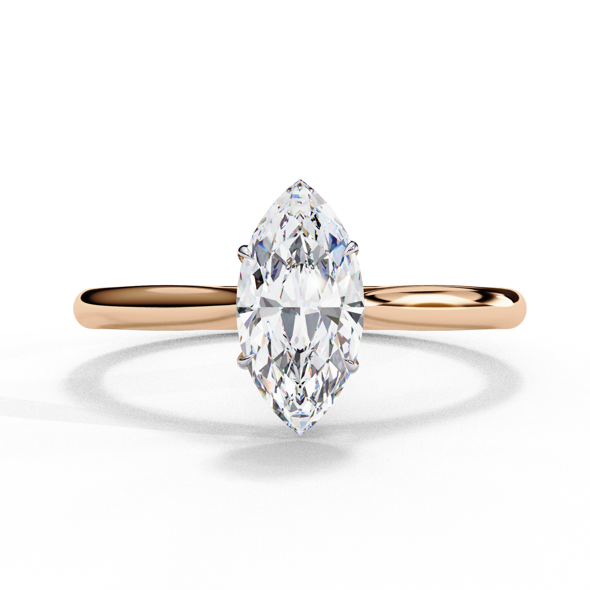 Amora | Marquise-Cut Diamond Ring with Sleek Plain Band