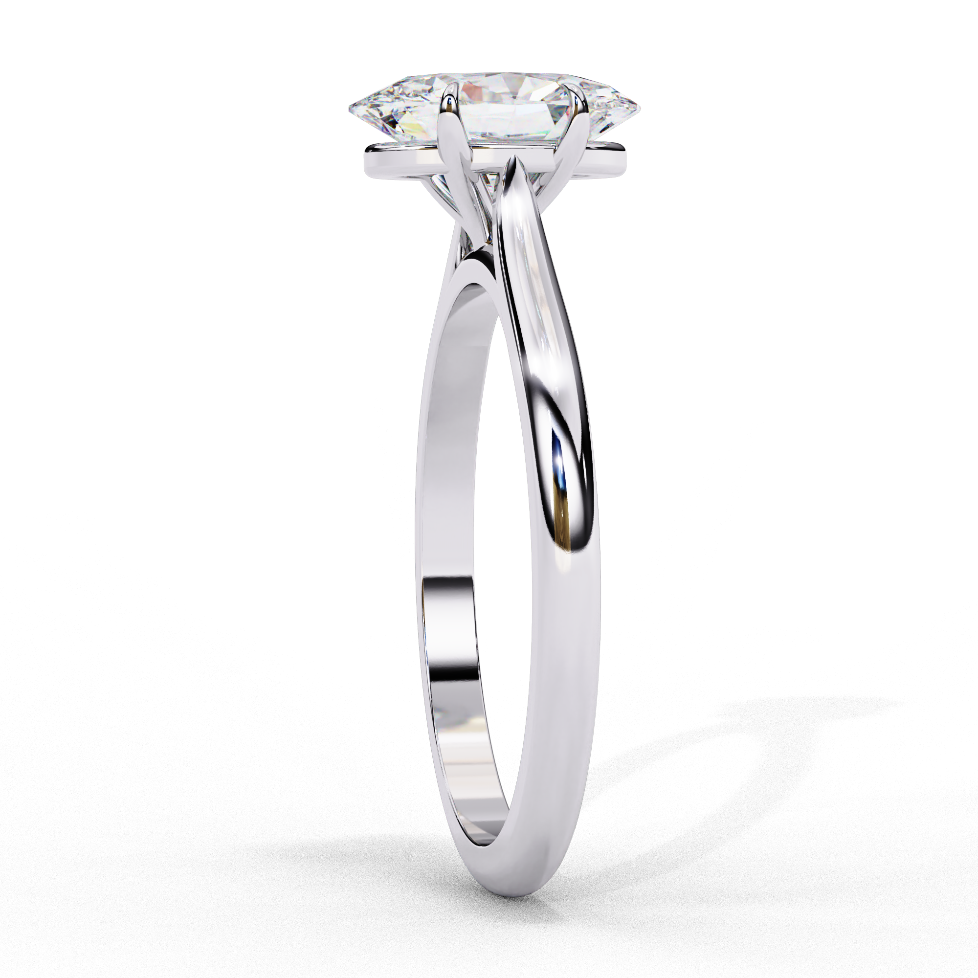 Amora | Classic Oval-Cut Diamond Ring with Plain Band