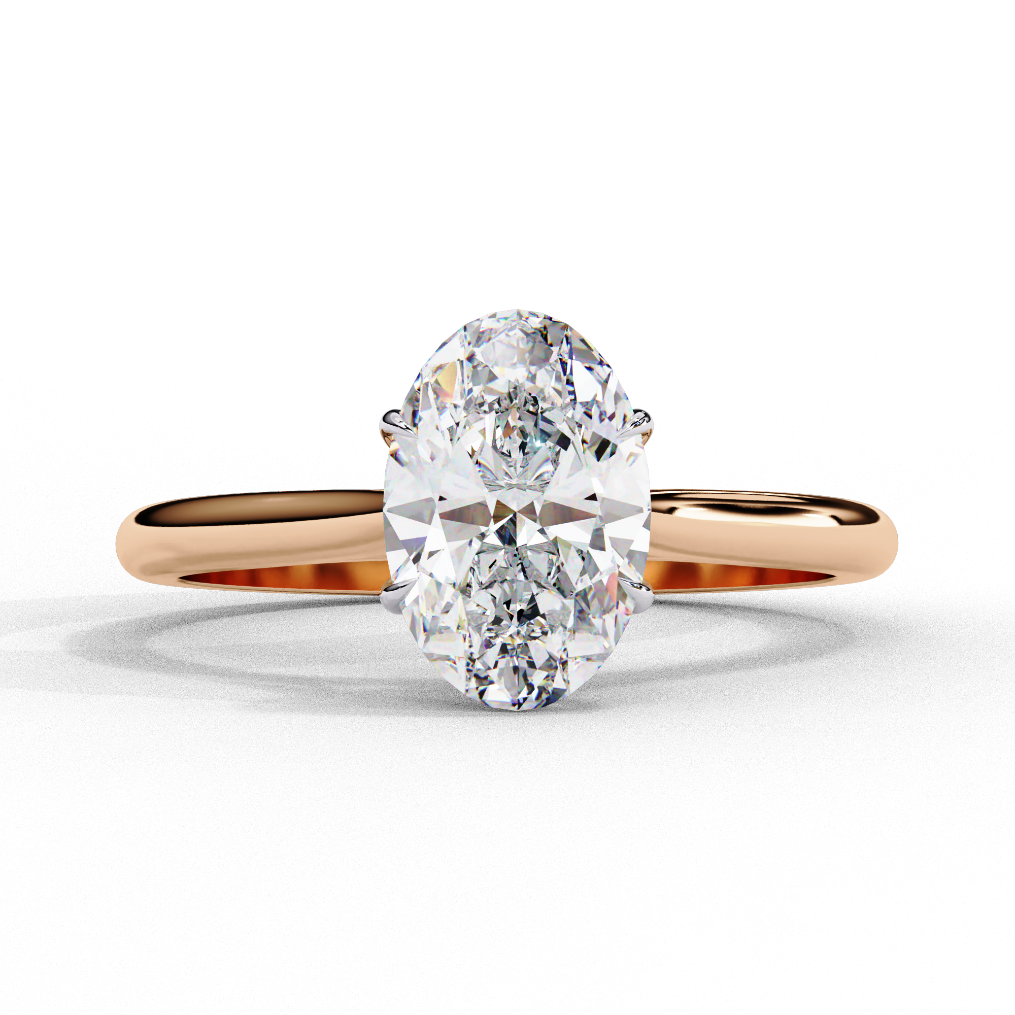 Amora | Classic Oval-Cut Diamond Ring with Plain Band