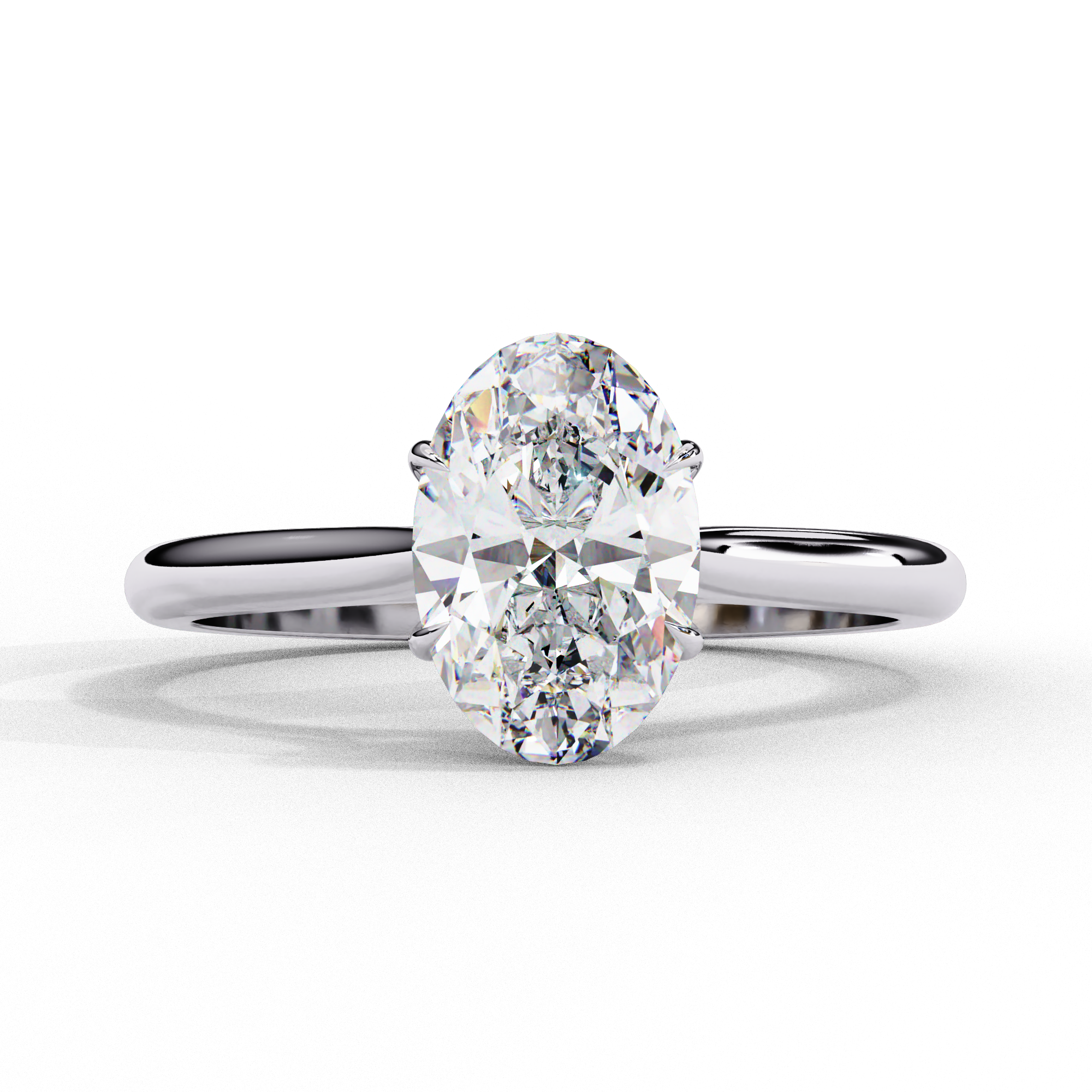Amora | Classic Oval-Cut Diamond Ring with Plain Band