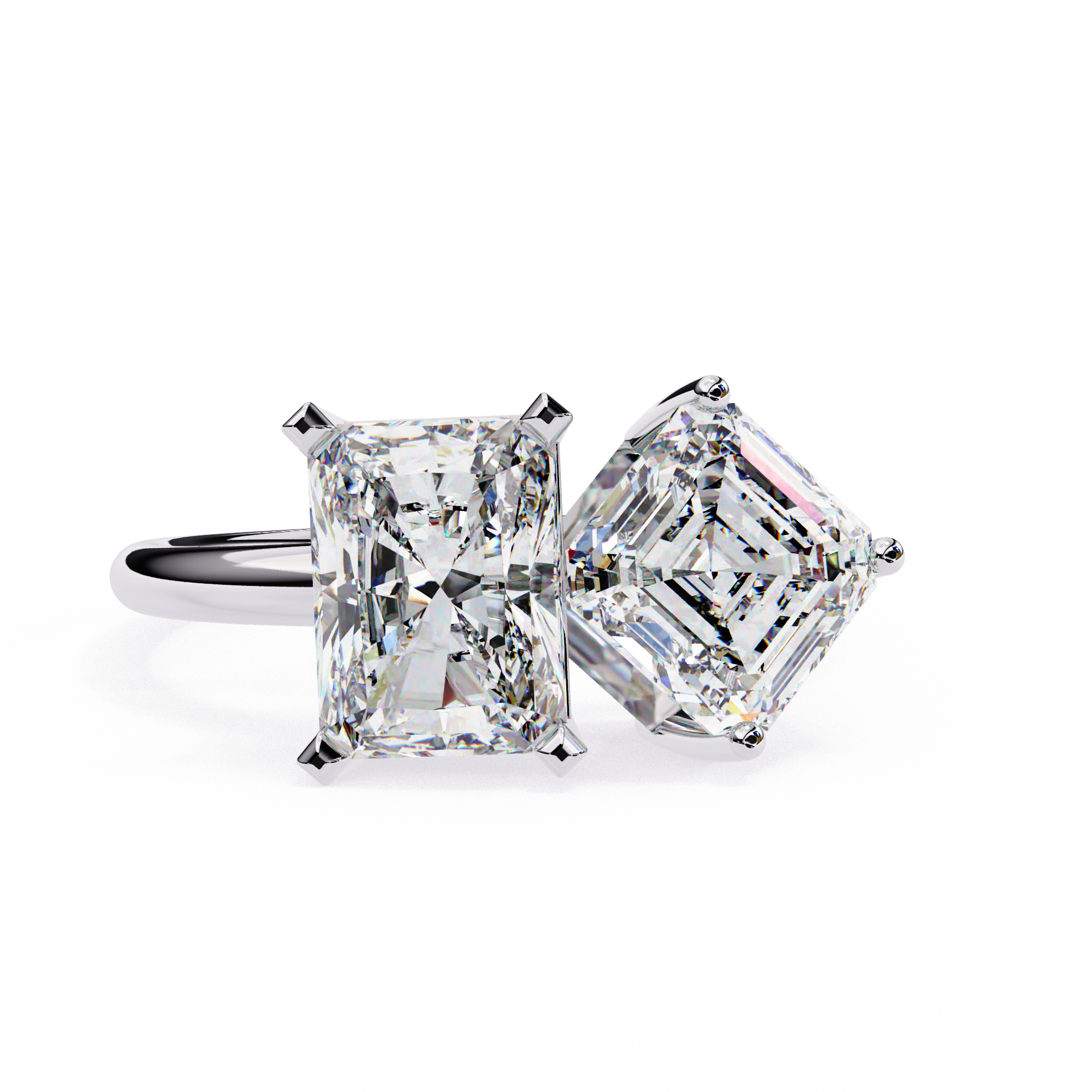 Toi-et-Moi |  Radiant and Asscher Diamond Ring