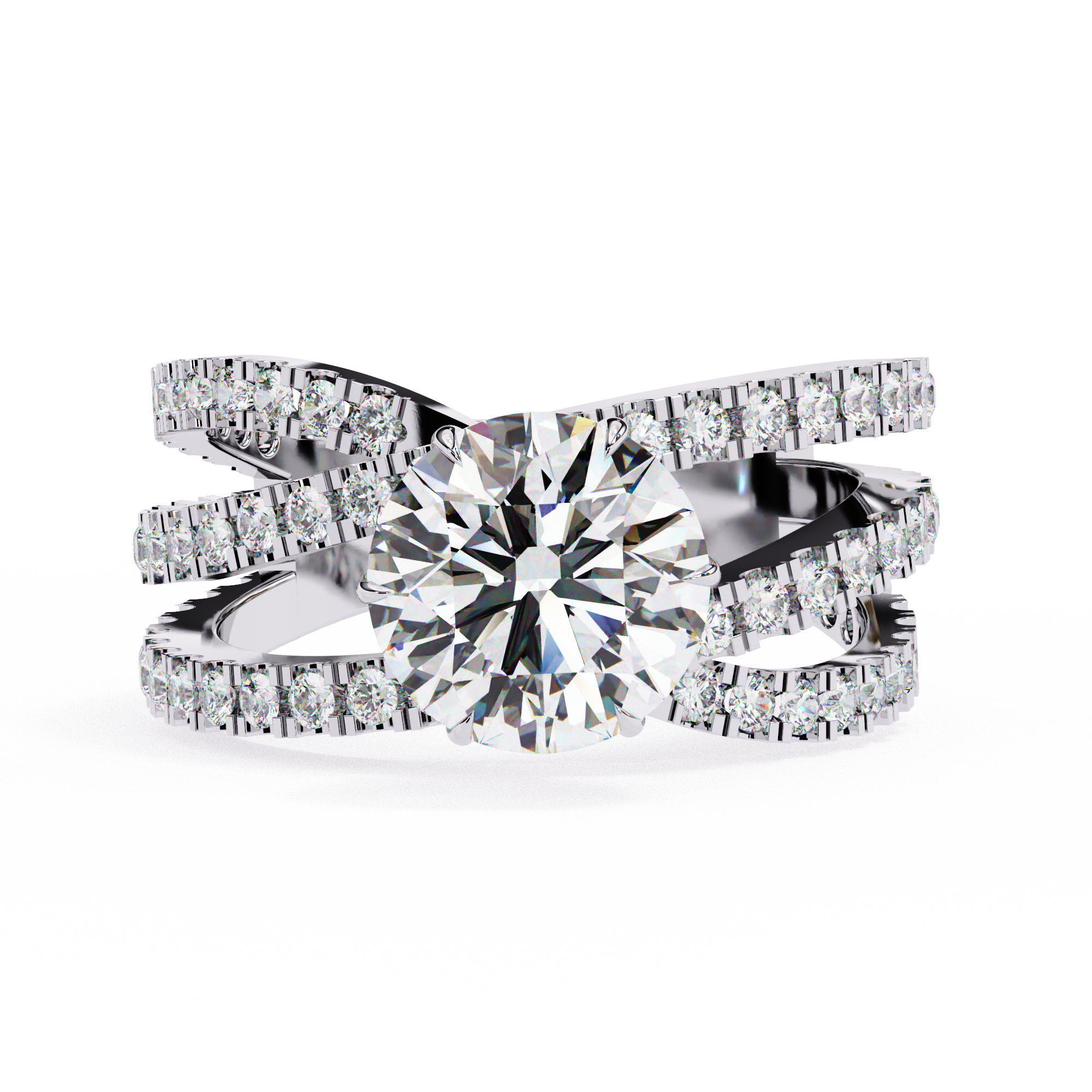 Aura | Criss-Cross Diamond band with a Solitaire