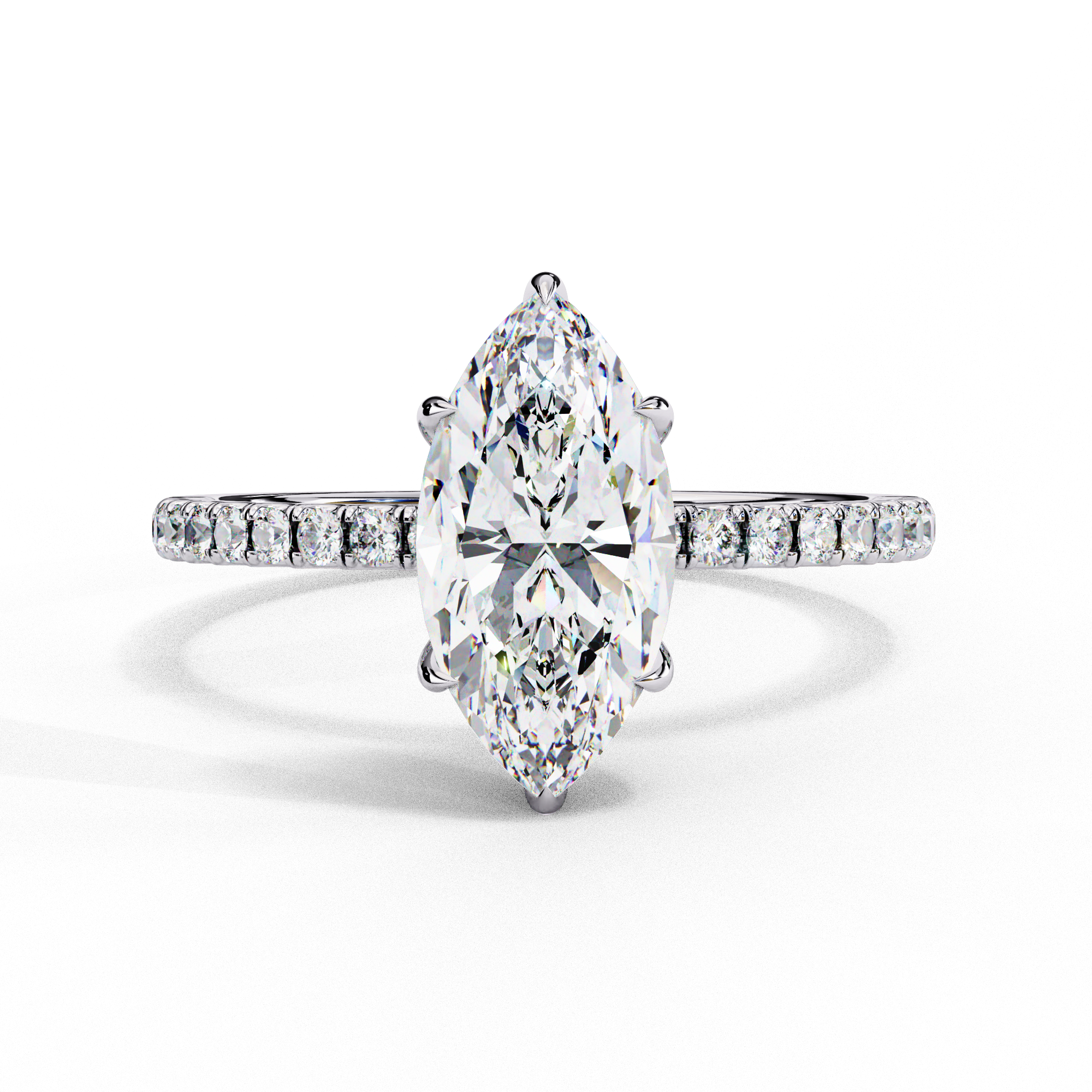 Mira | Marquise Diamond Ring with Hidden Halo