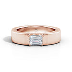 Amara | Emerald Solitaire Plain Band Ring - Nivara