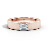 Amara | Emerald Solitaire Plain Band Ring - Nivara