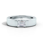 Amara | Emerald Solitaire Plain Band Ring - Nivara