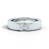 Amara | Emerald Solitaire Plain Band Ring - Nivara