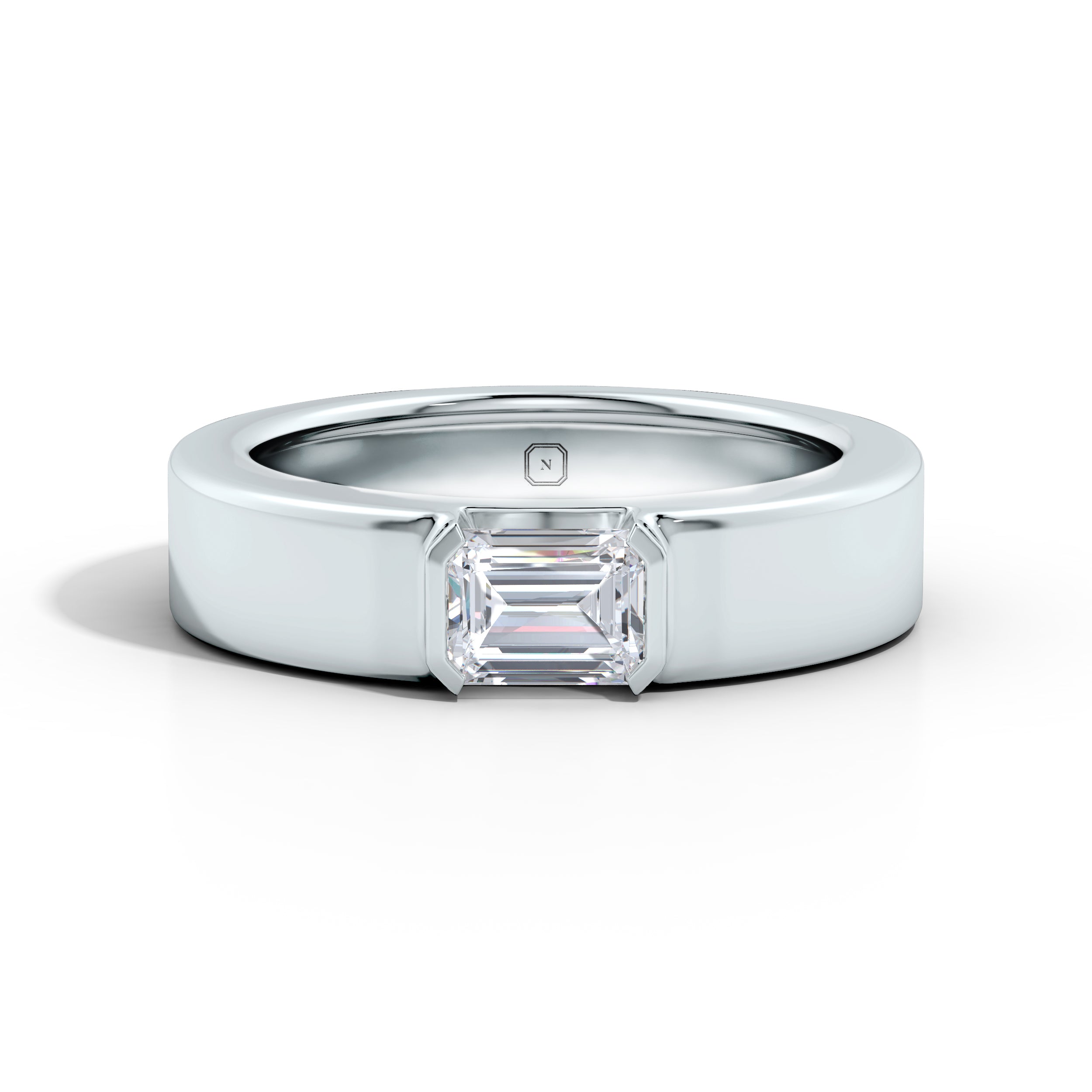 Amara | Emerald Solitaire Plain Band Ring