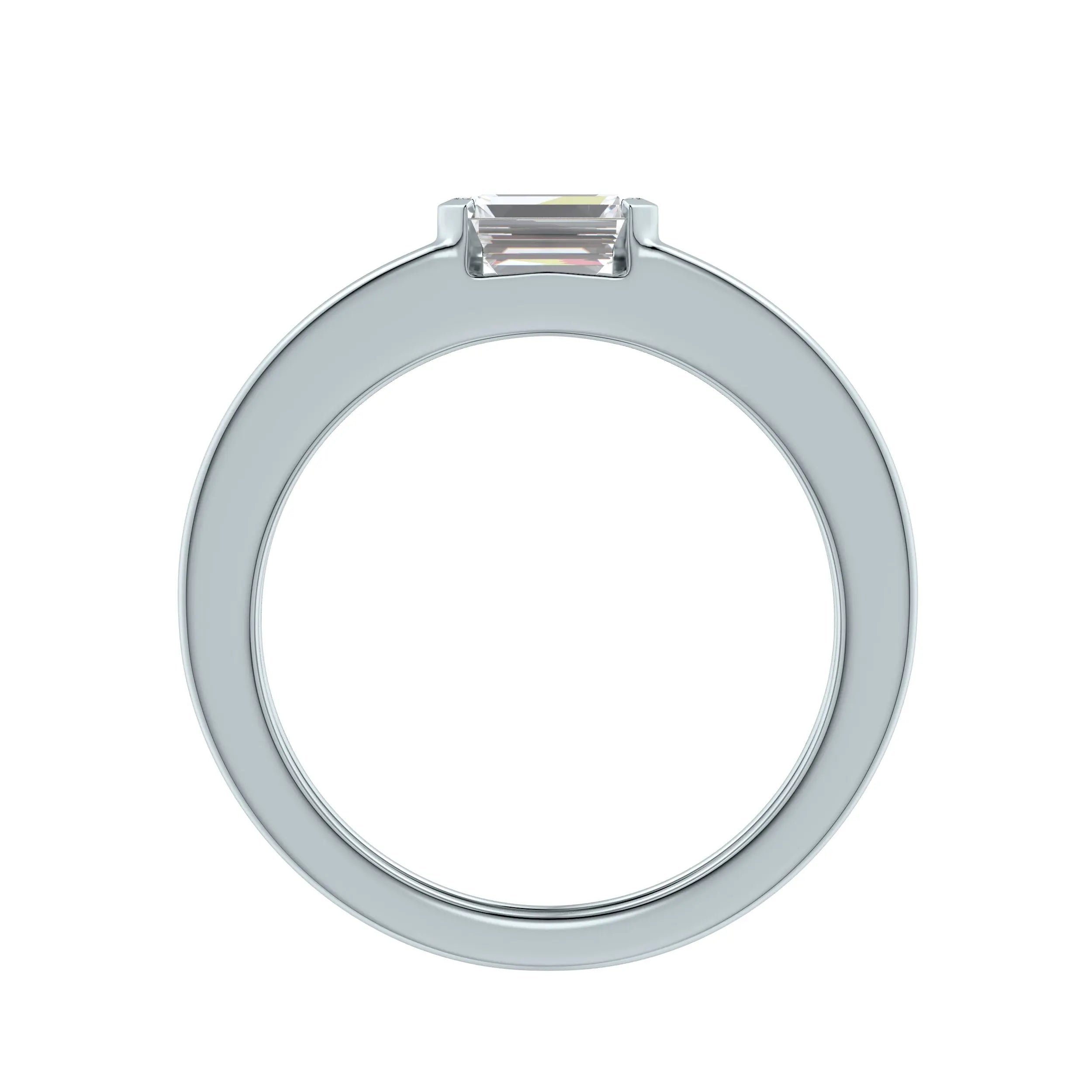 Amara | Emerald Solitaire Plain Band Ring - Nivara