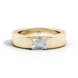 Amara | Emerald Solitaire Plain Band Ring - Nivara