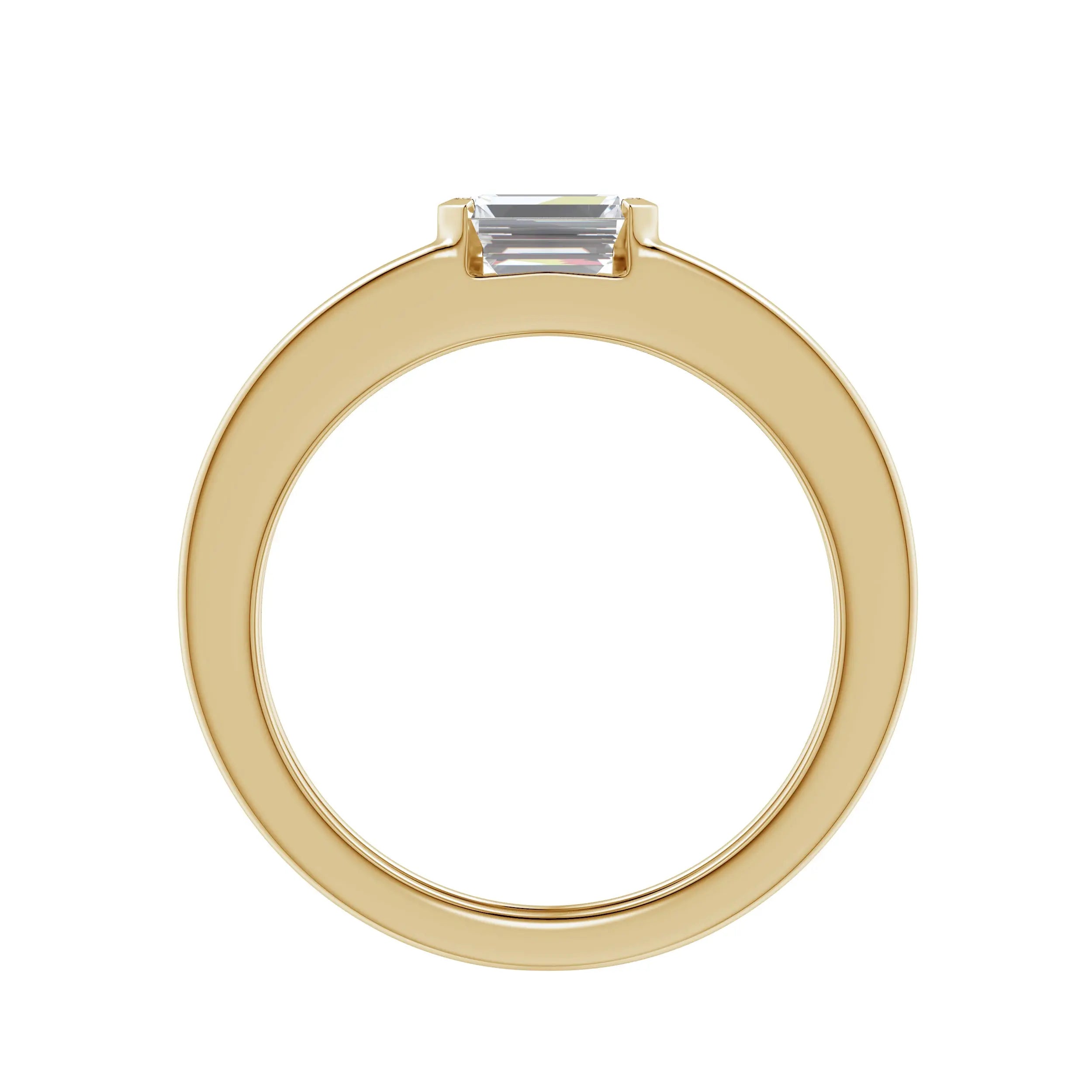 Amara | Emerald Solitaire Plain Band Ring - Nivara