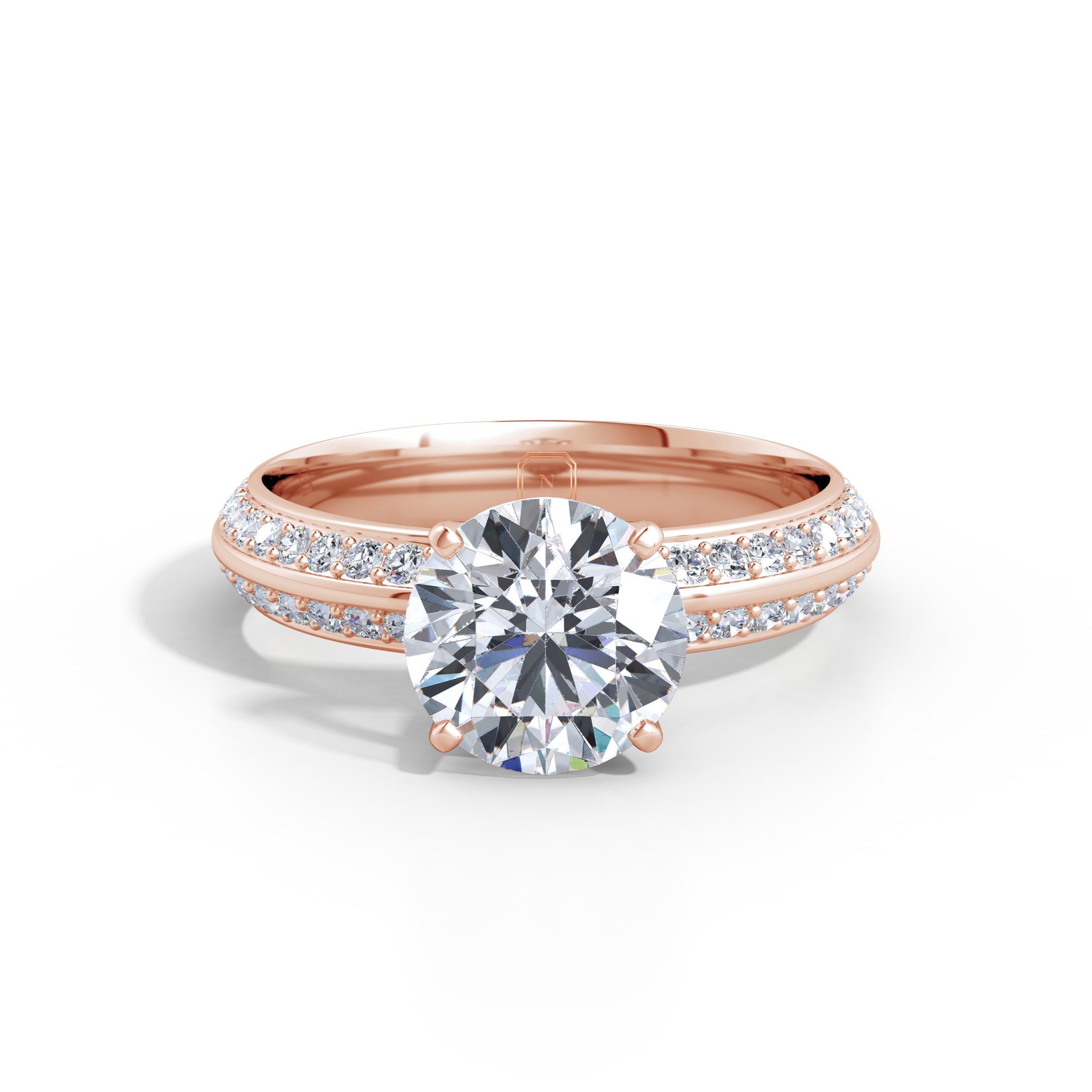 Amara | Round Solitiare with Round Side Stones Ring