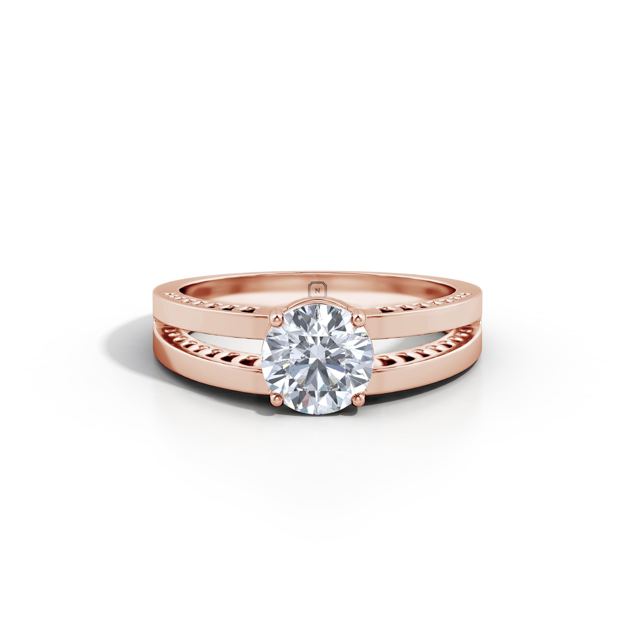 Amara | Round Solitaire with Split Shank Ring