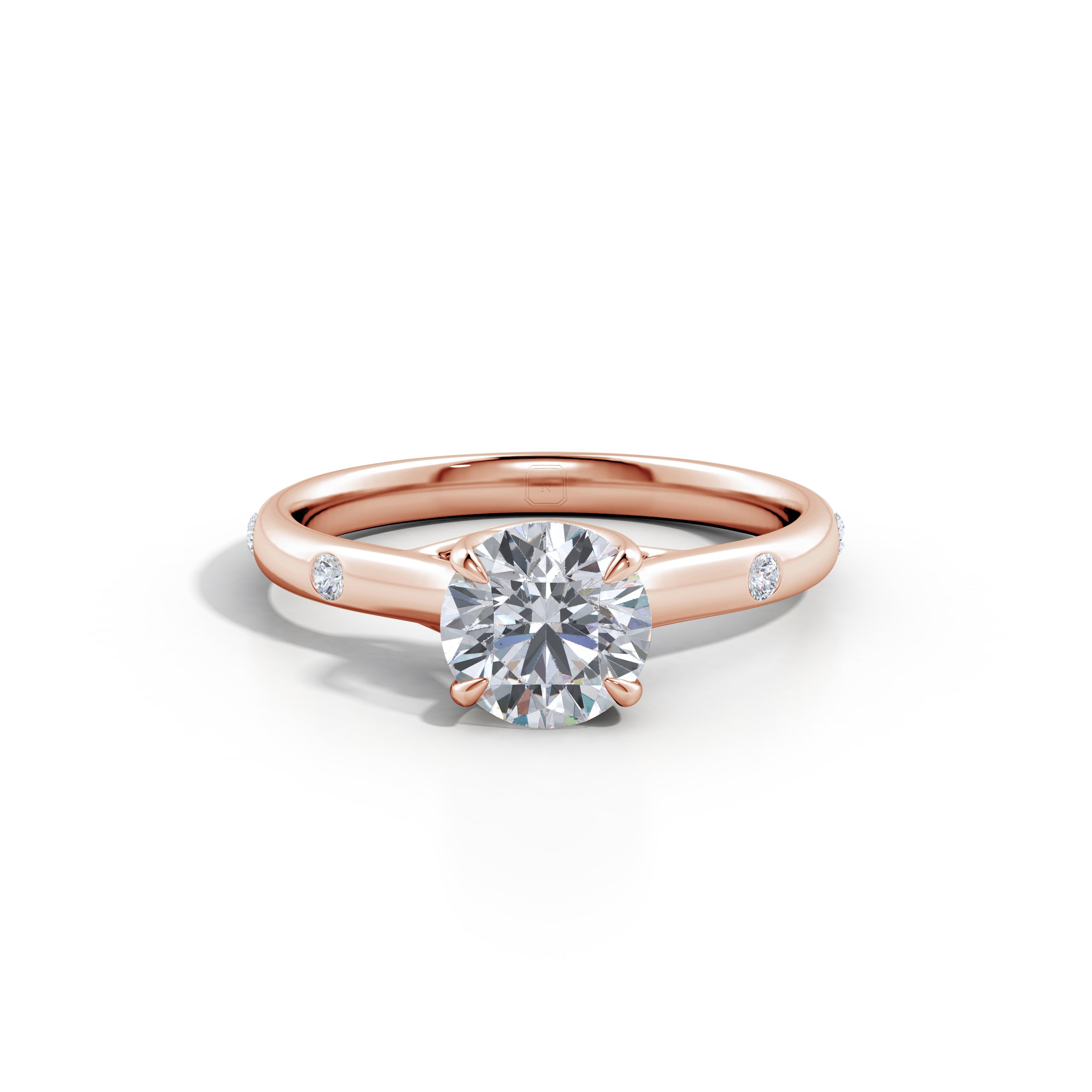 Amara | Round-Cut Lab Grown Diamond with Round Sidestones