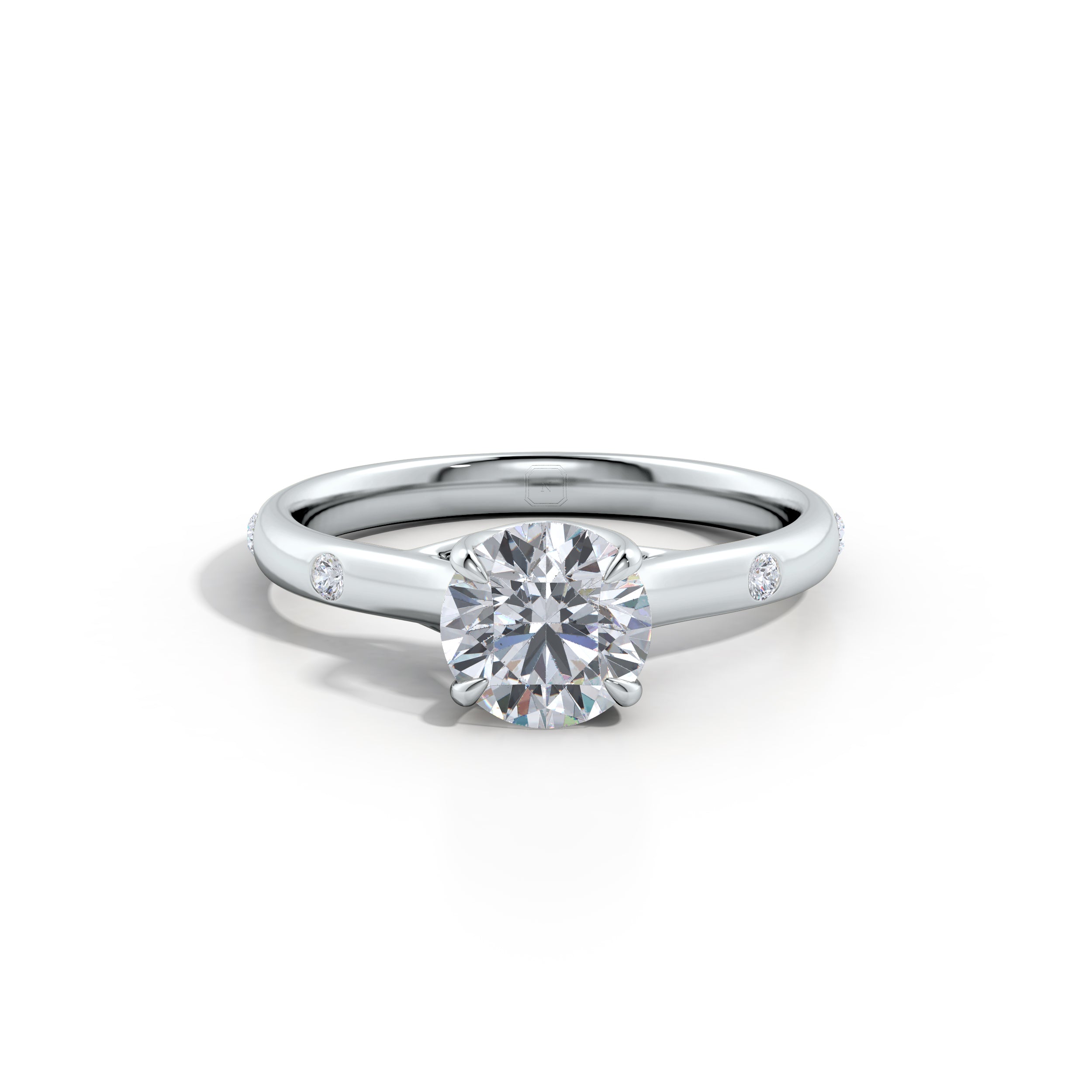 Amara | Round-Cut Lab Grown Diamond with Round Sidestones