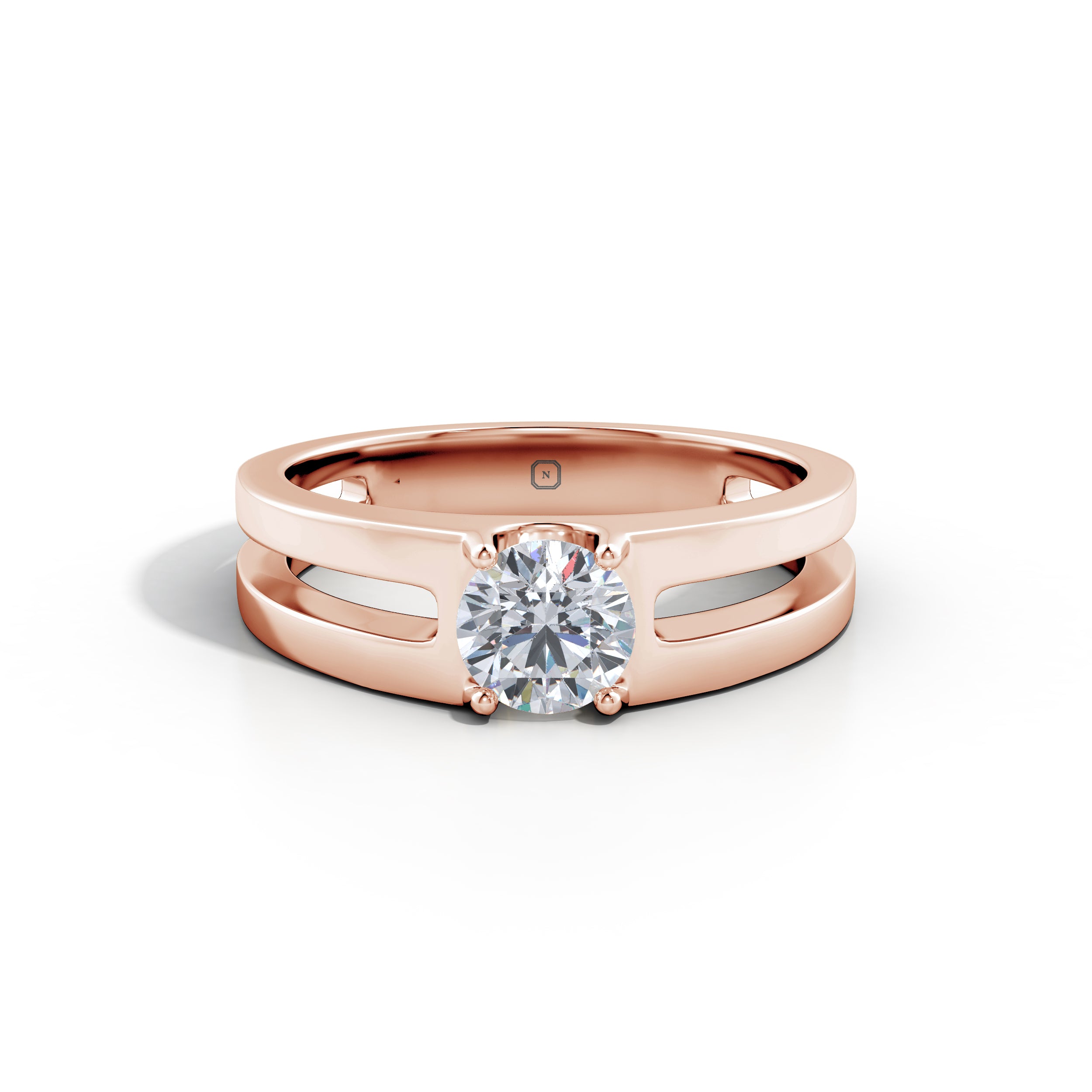 Amara | Double Band with Round Solitaire Ring