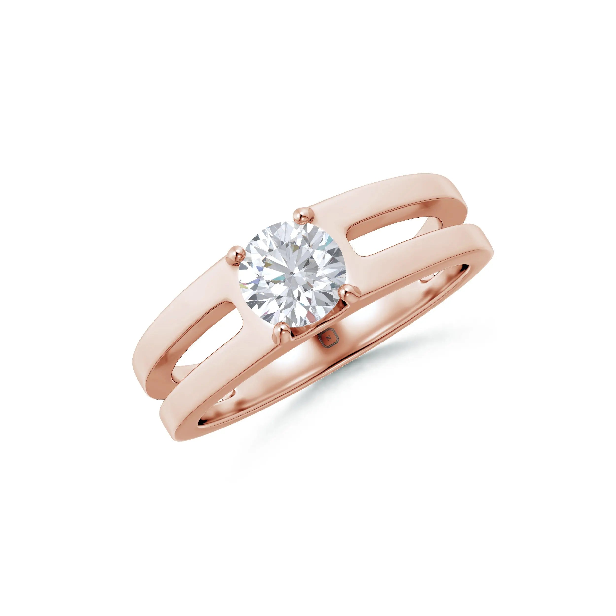 Amara | Double Band with Round Solitaire Ring - Nivara