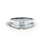 Amara | Double Band with Round Solitaire Ring - Nivara