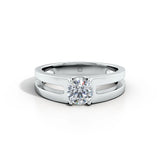 Amara | Double Band with Round Solitaire Ring - Nivara
