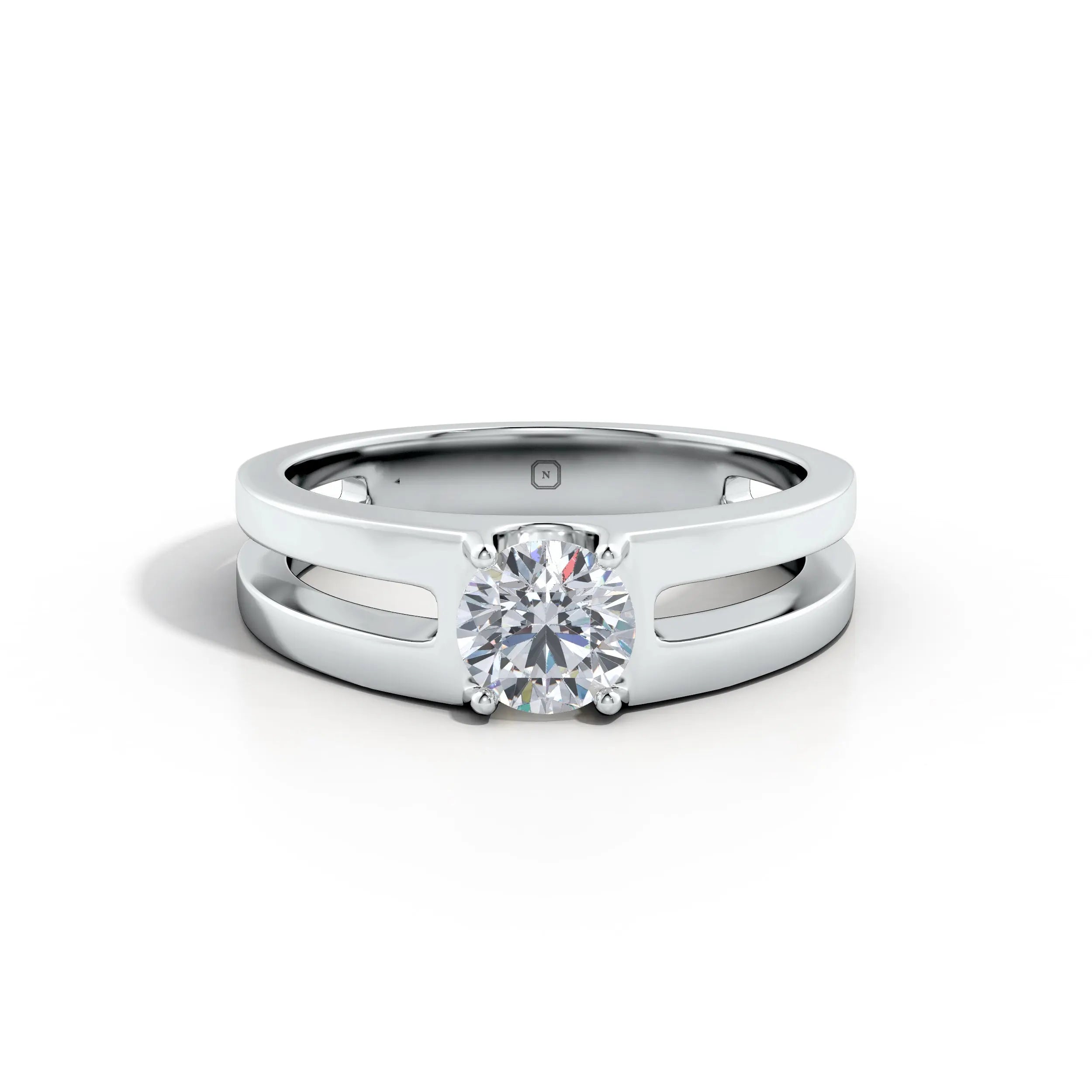 Amara | Double Band with Round Solitaire Ring - Nivara