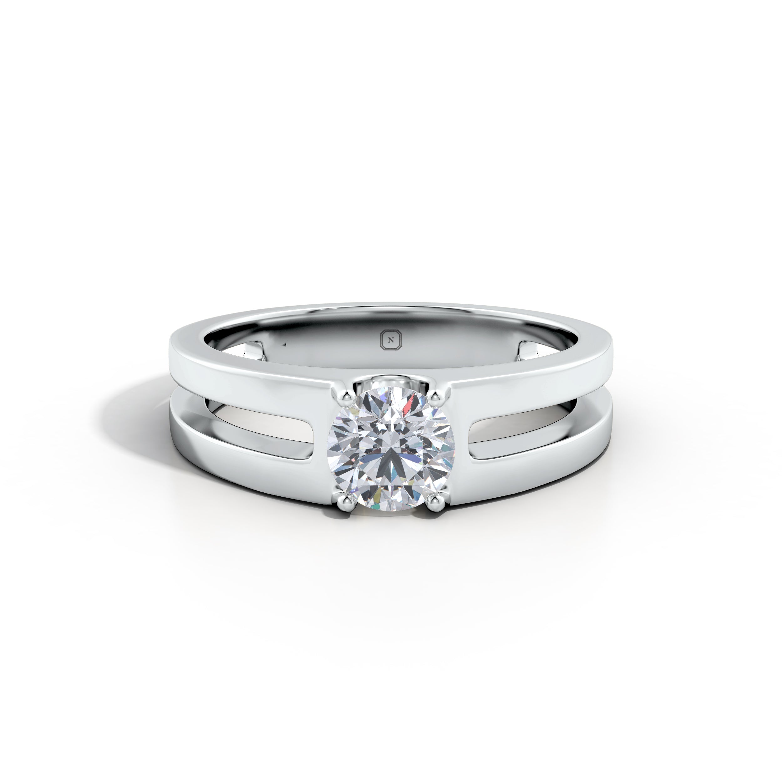 Amara | Double Band with Round Solitaire Ring