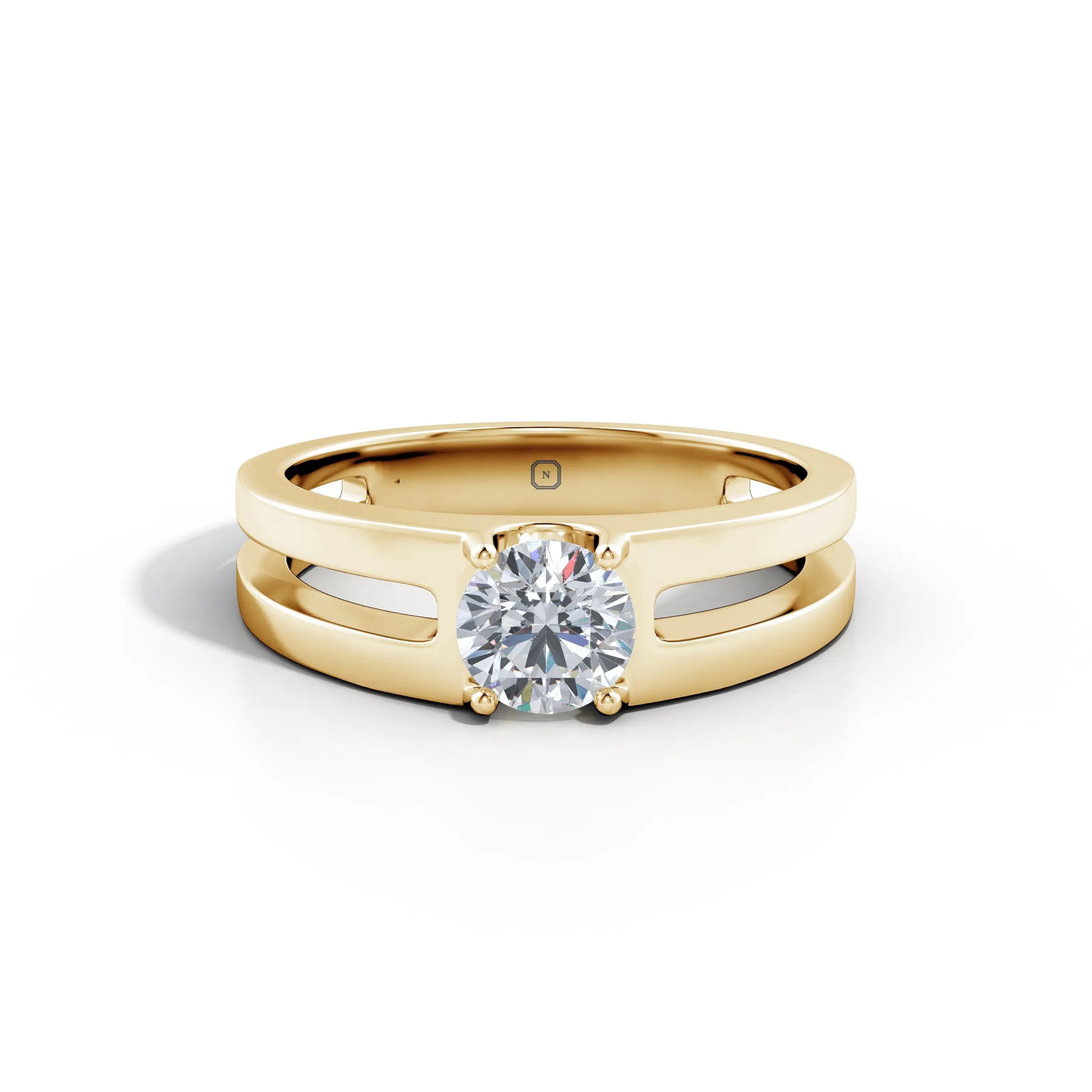 Amara | Double Band with Round Solitaire Ring - Nivara