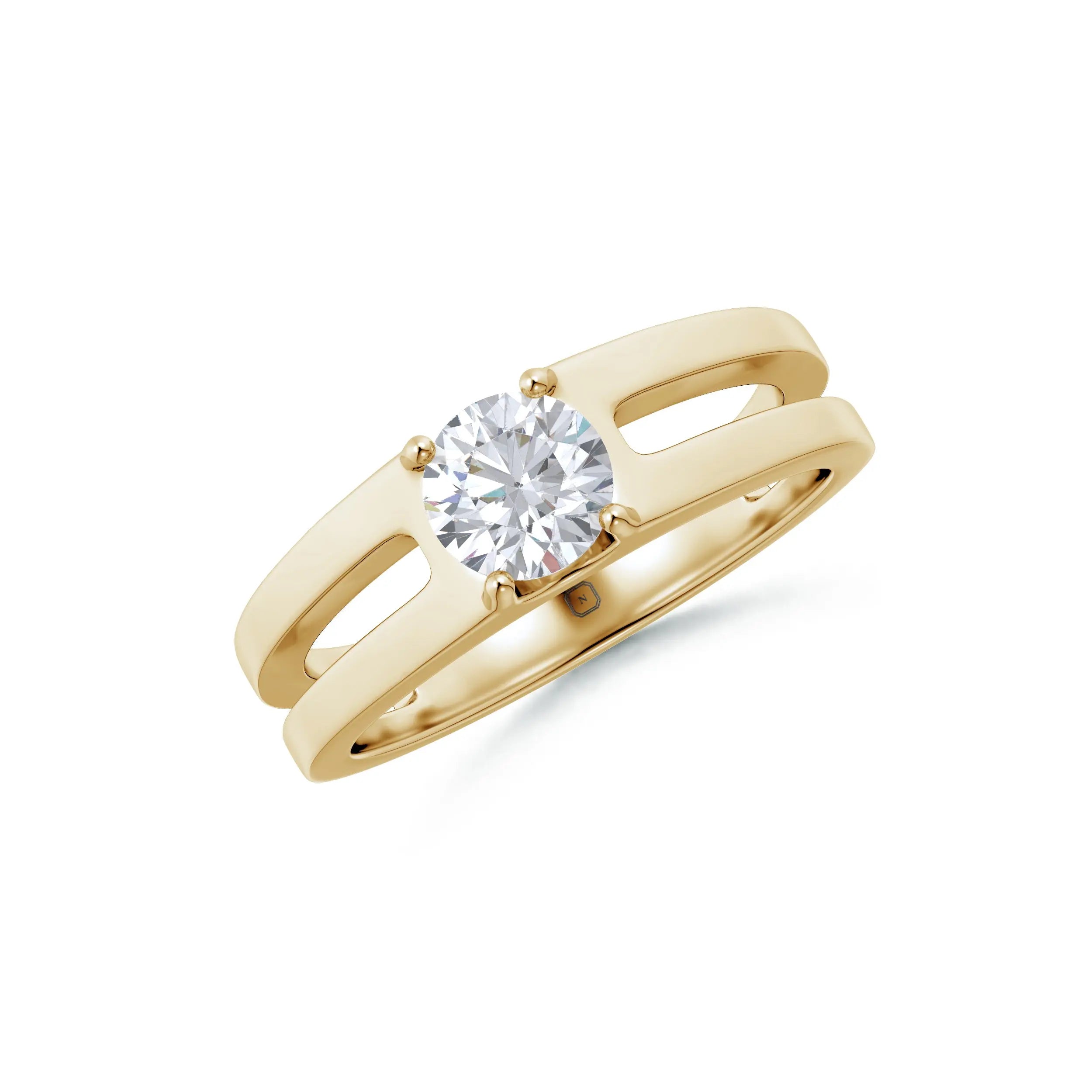 Amara | Double Band with Round Solitaire Ring - Nivara