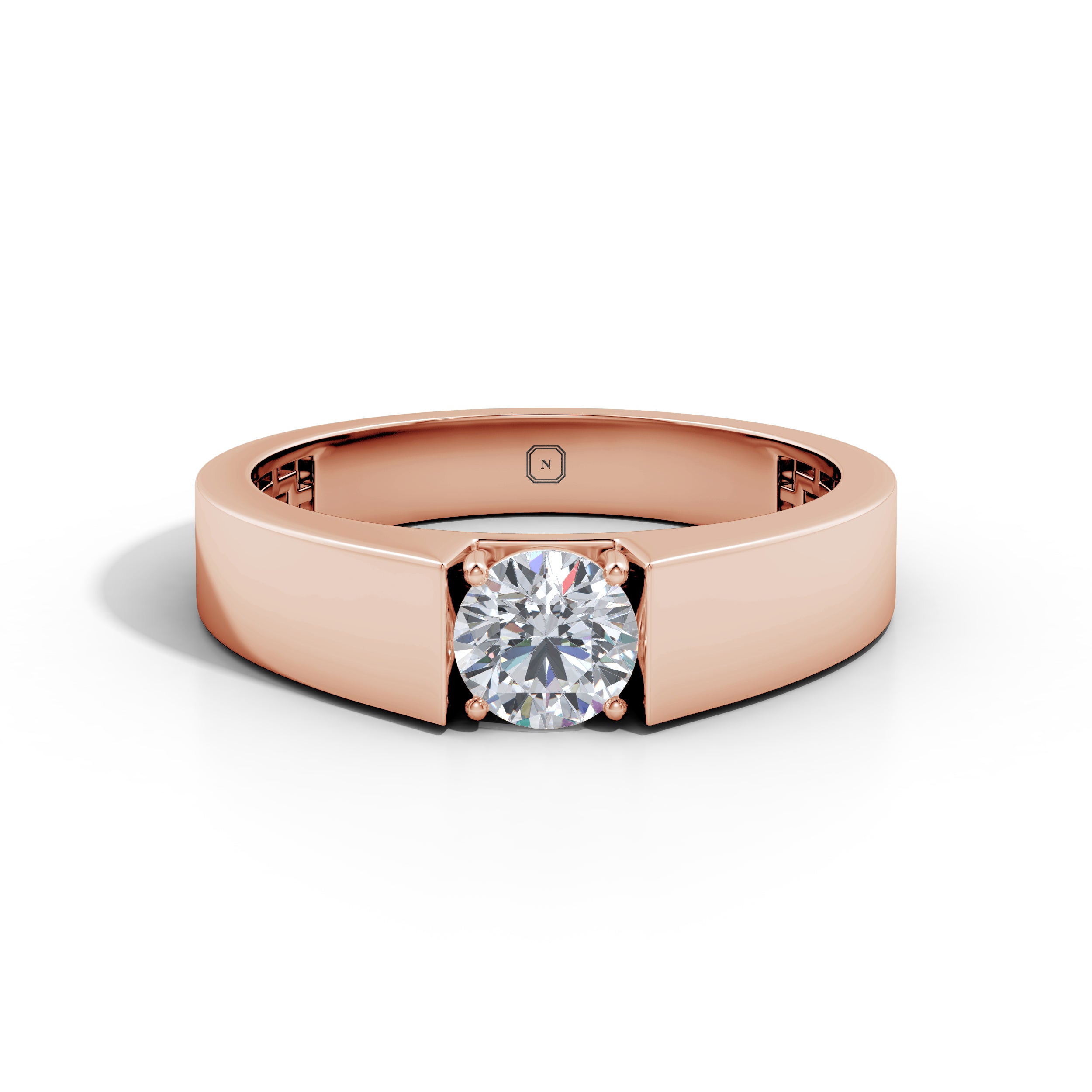 Amara | Round Solitaire Smooth Band Ring