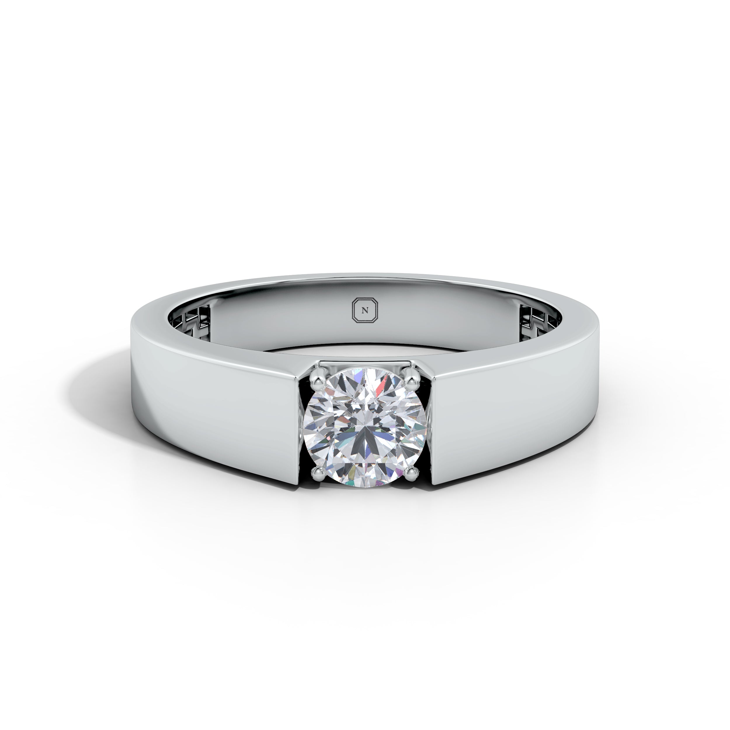 Amara | Round Solitaire Smooth Band Ring