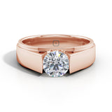 Amora | Round Solitaire on a Wide Band Ring