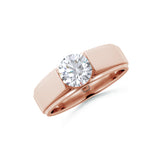 Amora | Round Solitaire on a Wide Band Ring