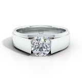 Amora | Round Solitaire on a Wide Band Ring