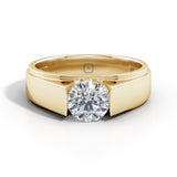 Amora | Round Solitaire on a Wide Band Ring