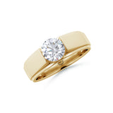 Amora | Round Solitaire on a Wide Band Ring