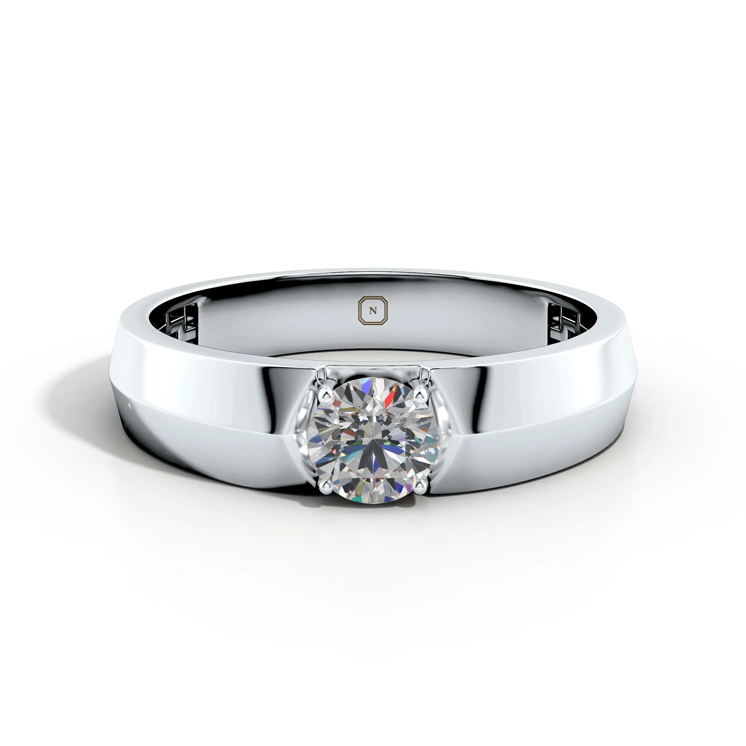 Amora | Classic Round Solitiare Wide Band Ring - Nivara