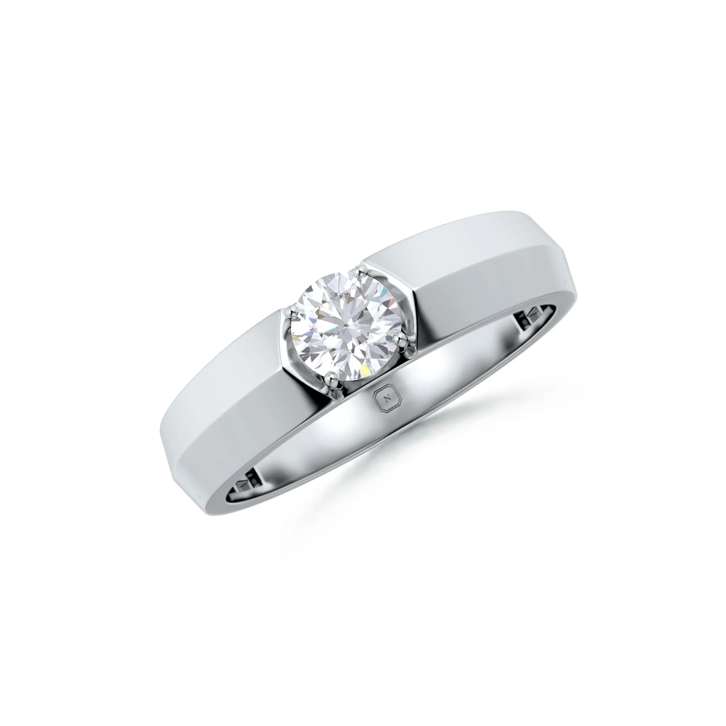 Amora | Classic Round Solitiare Wide Band Ring - Nivara