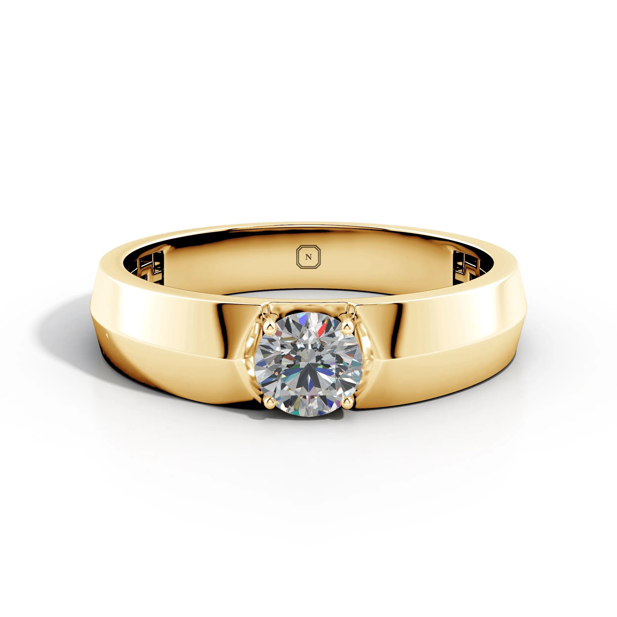 Amora | Classic Round Solitiare Wide Band Ring - Nivara