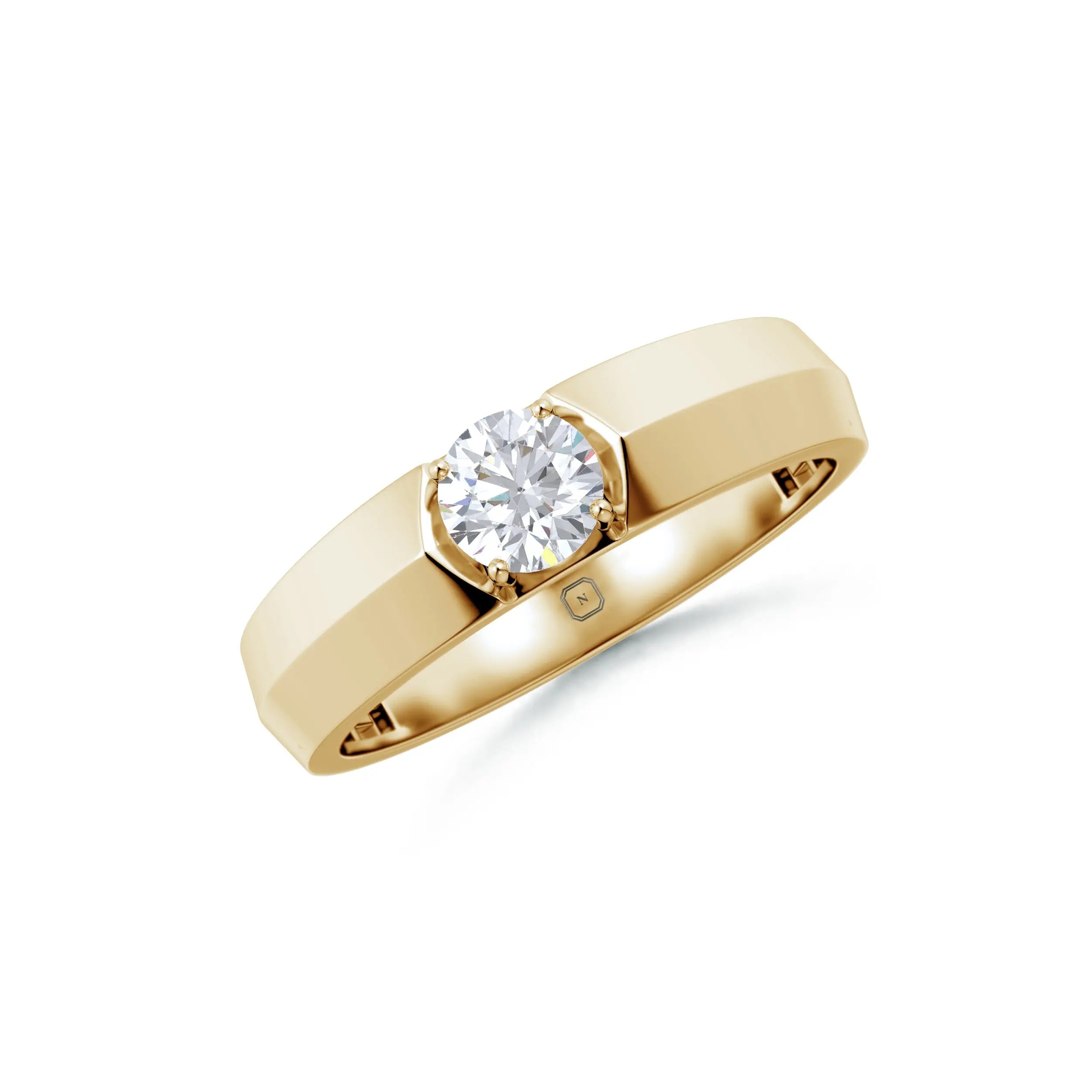 Amora | Classic Round Solitiare Wide Band Ring - Nivara