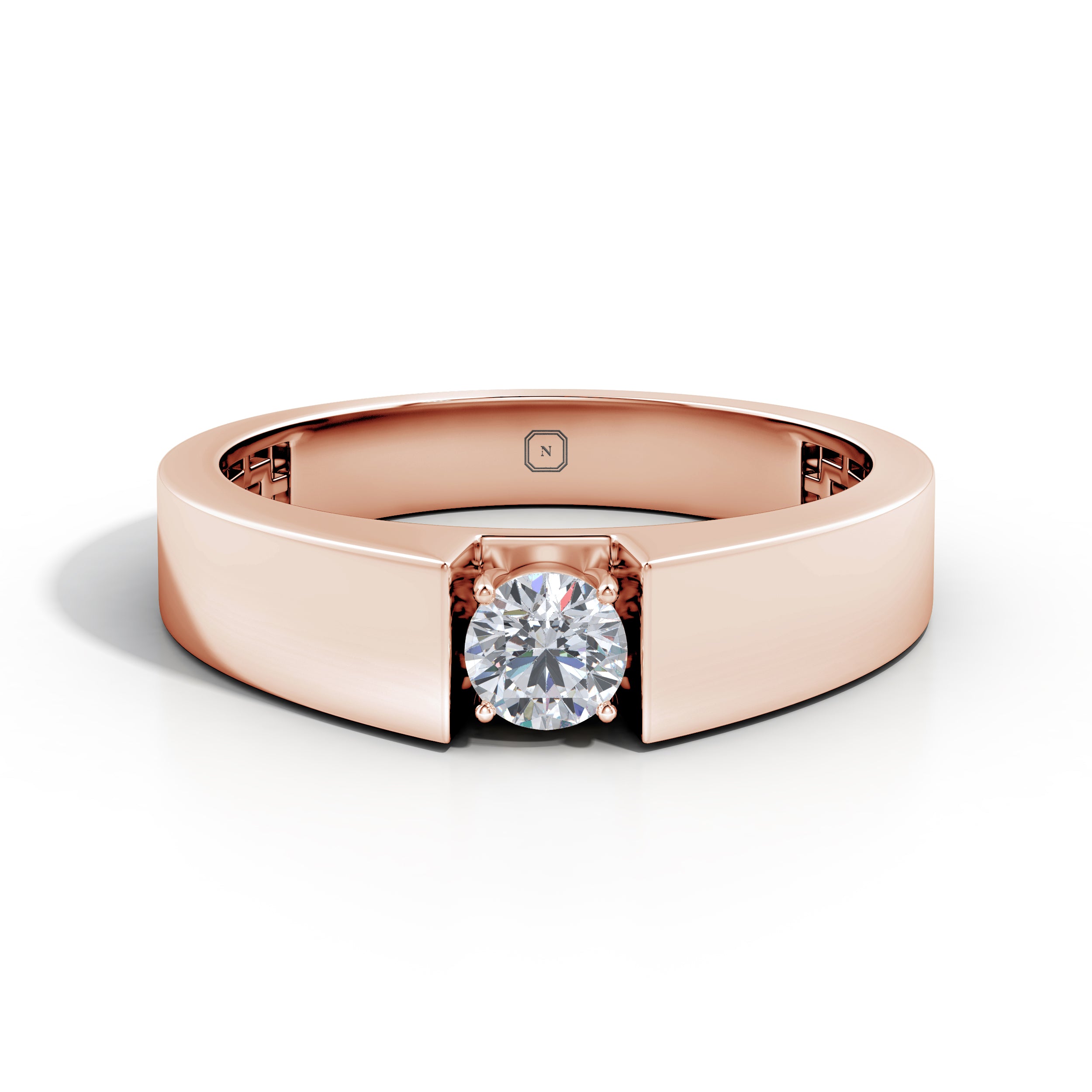 Amara | Minimal wide-band Solitaire Ring