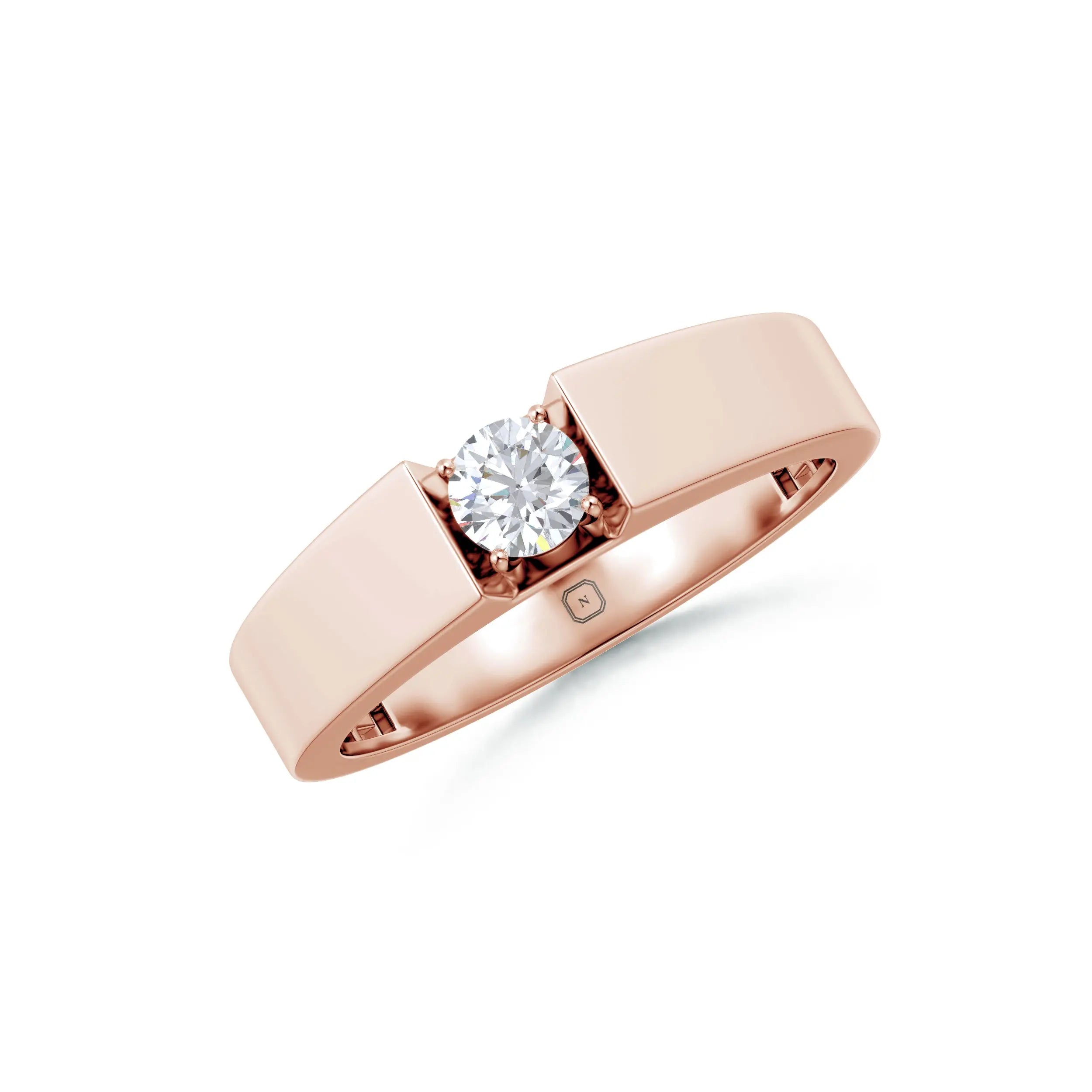 Amara | Minimal wide-band Solitaire Ring - Nivara