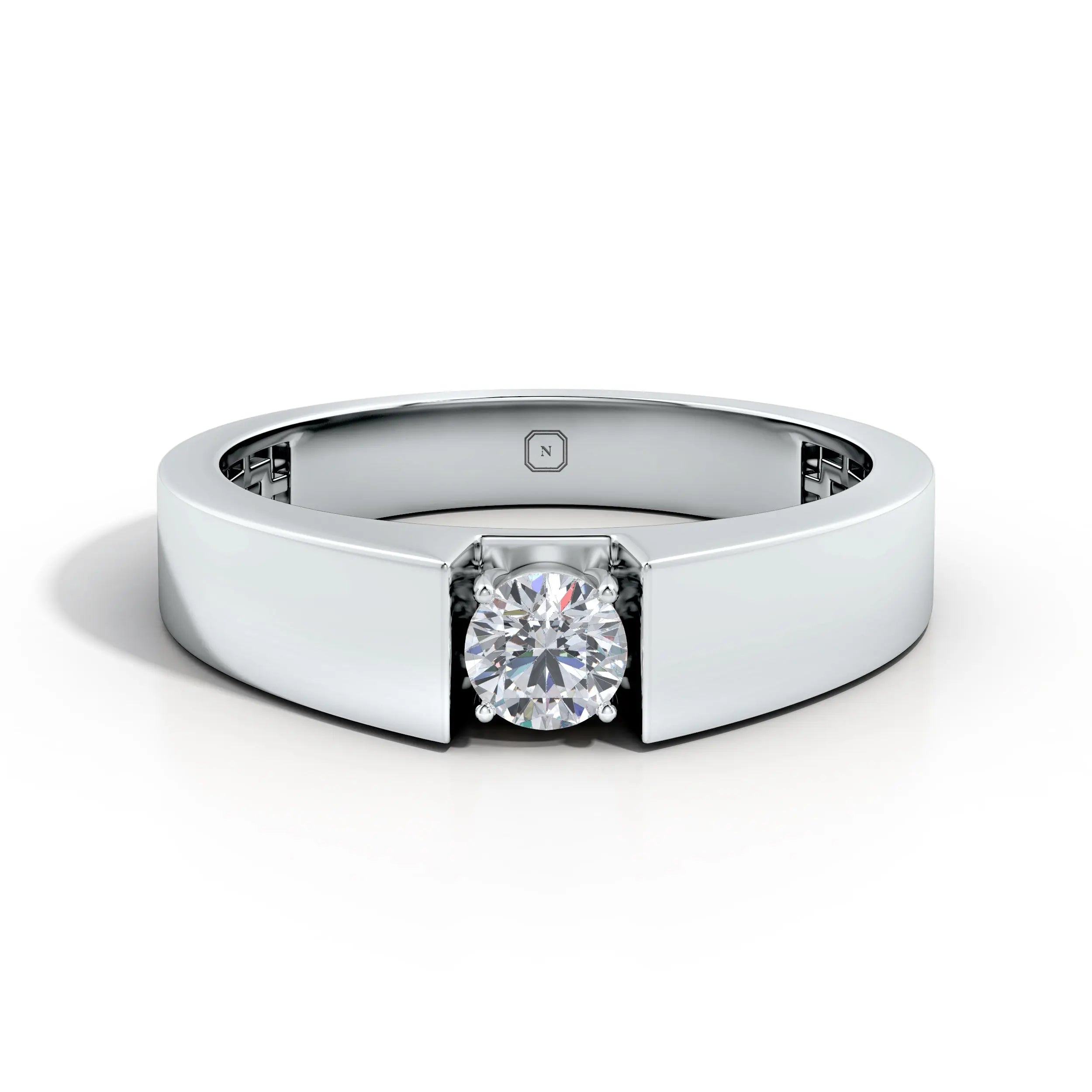 Amara | Minimal wide-band Solitaire Ring - Nivara